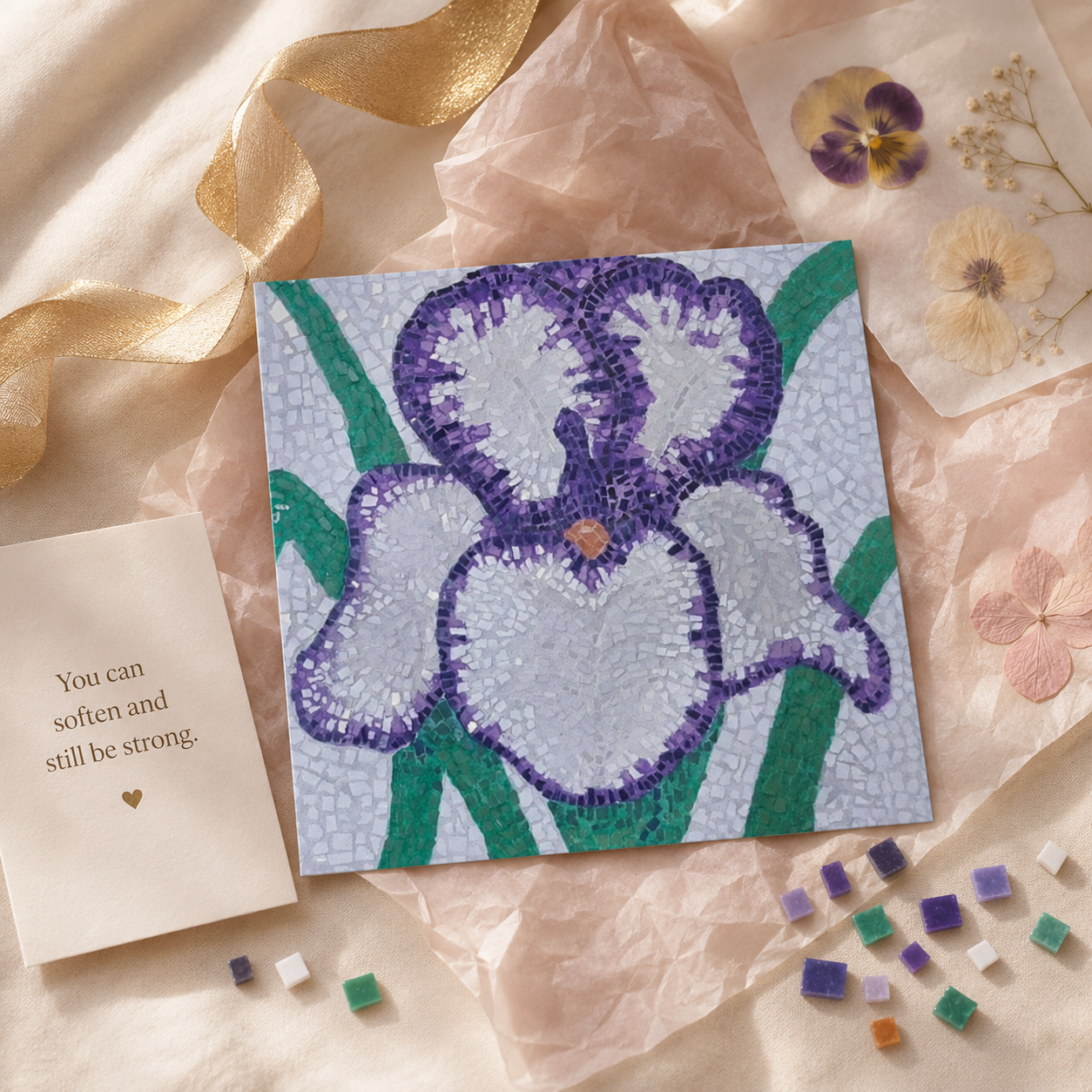 Violetta Mosaic Fine Art Poster | Iris Flower Wall Art