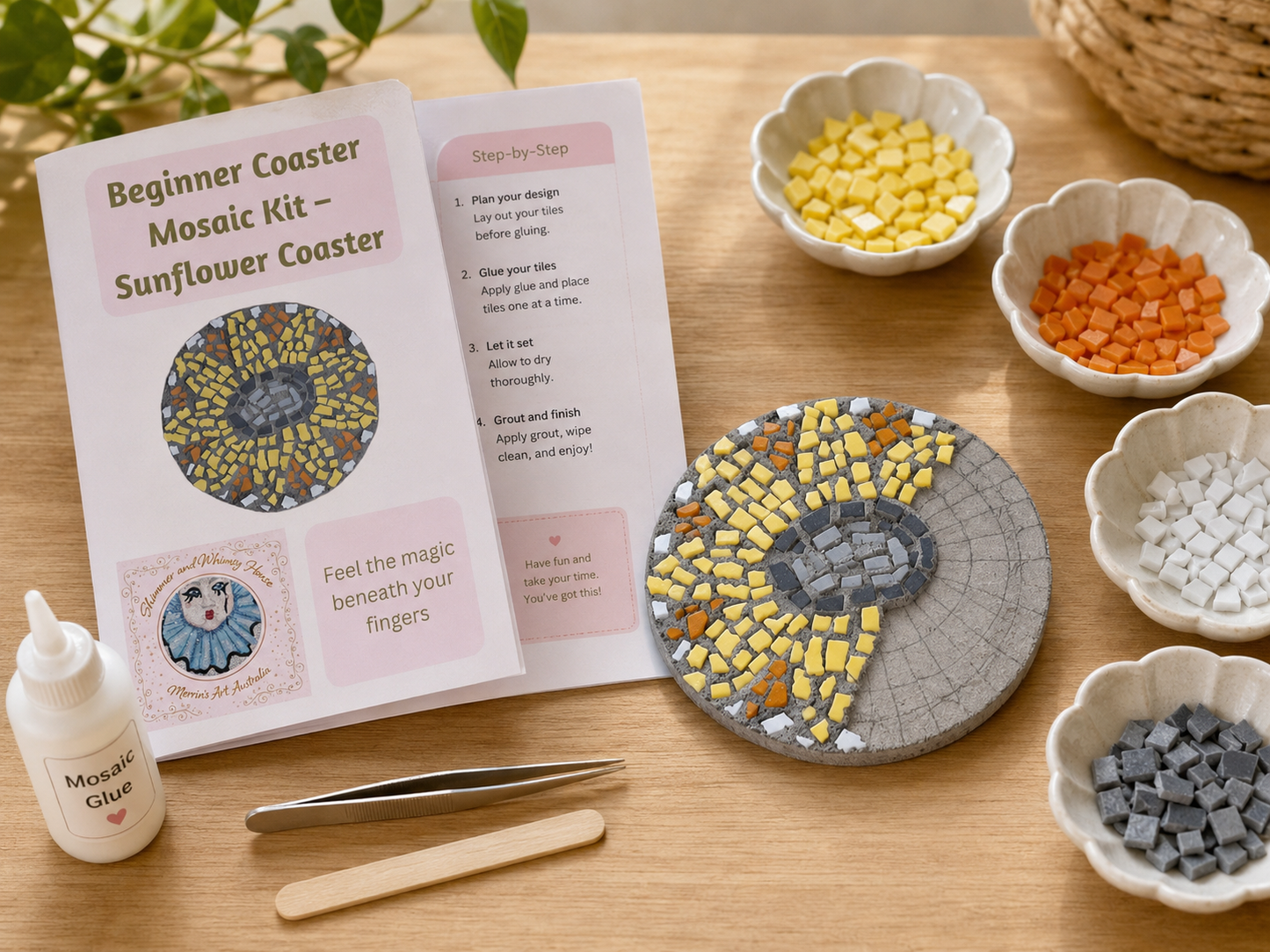 Sunflower Coasters Digital Download Design & Instructions Kit