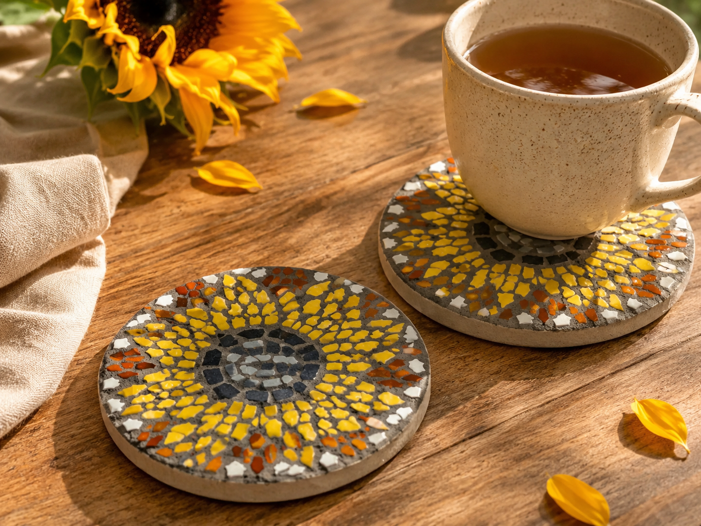Sunflower Coaster Mosaic Kits for Families & Friends | Create Together DIY Experience