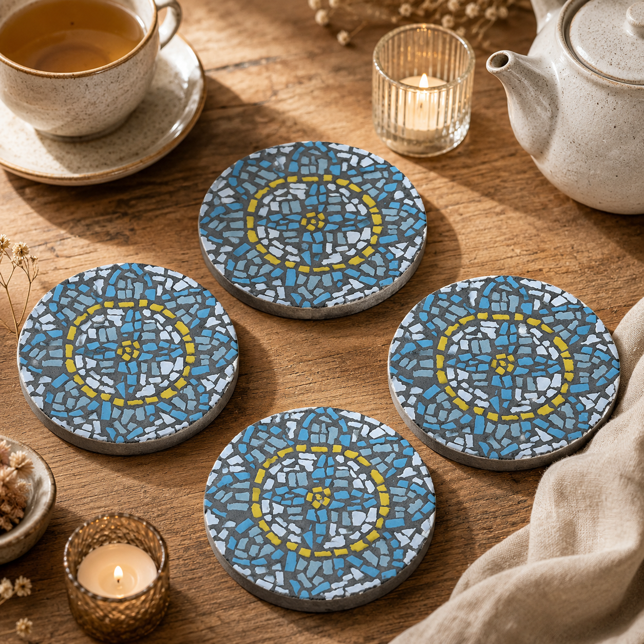 Mandala Coasters Level 1 Physical Kit — Set of 4