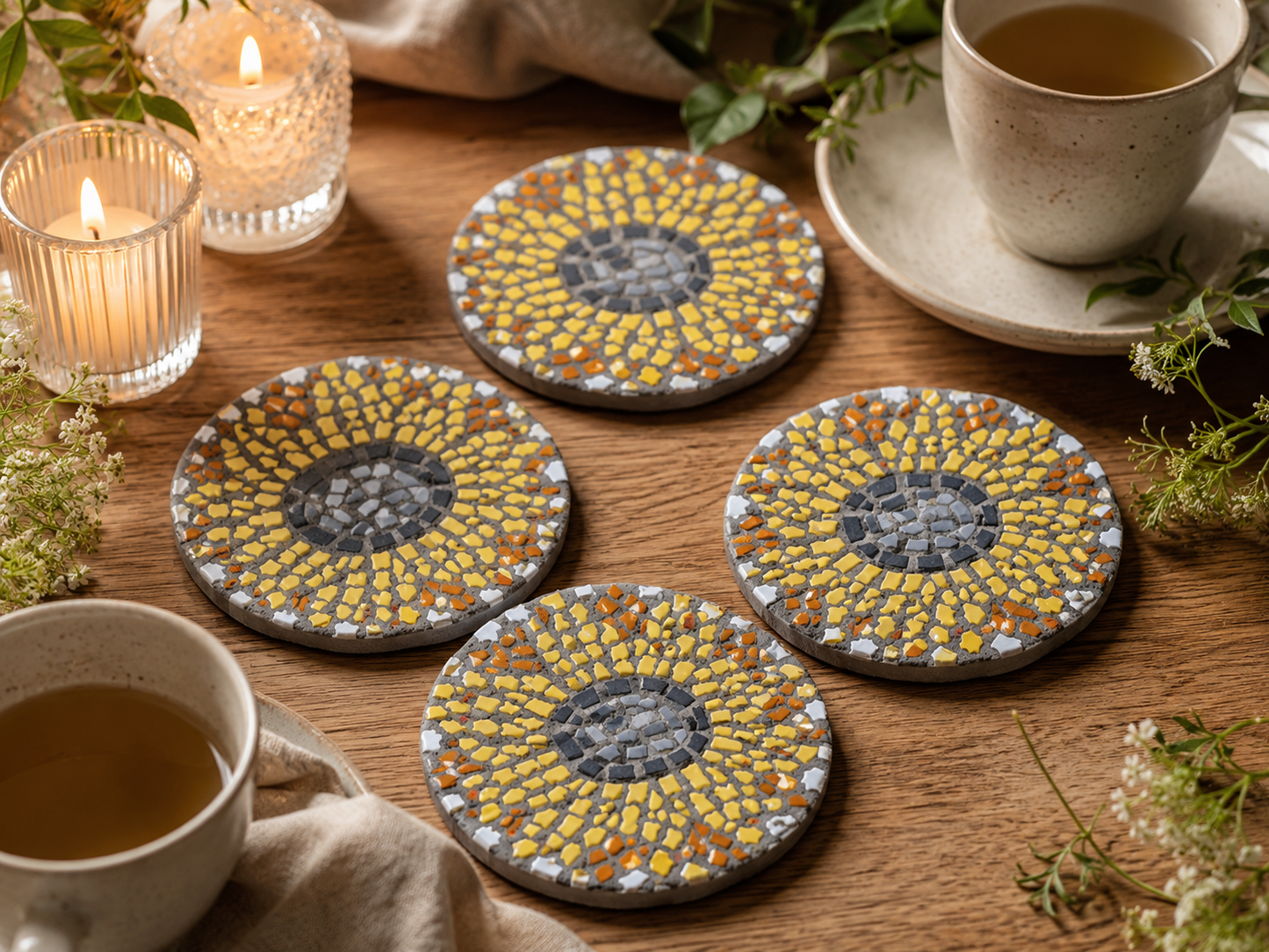 Sunflower Coaster Mosaic Kits for Families & Friends | Create Together DIY Experience