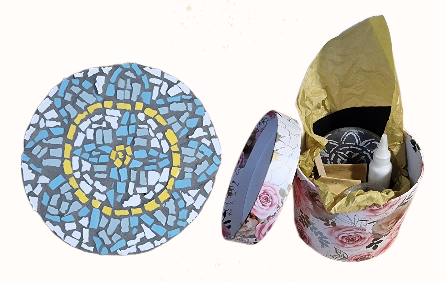 Mandala Mosaic Coaster DIY Kit – 10cm Round | Beginner-Friendly No Tools Needed