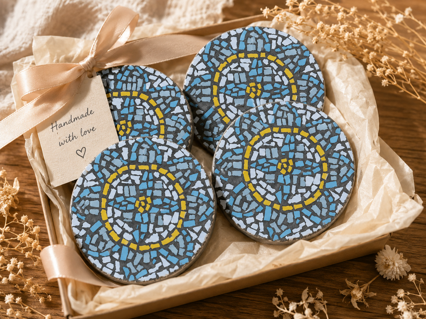 Mandala Coasters Level 1 Physical Kit — Set of 4