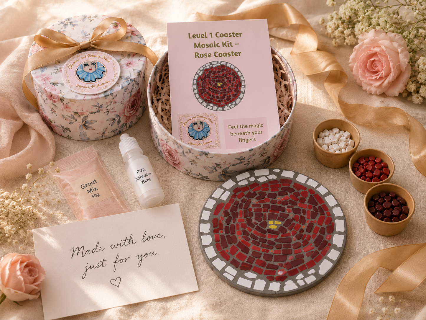 Rose Coasters Physical Kit — Set of 2