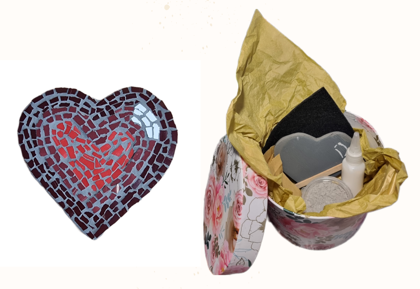 Heart Coaster mosaic teaser finished piece and in box display for sale