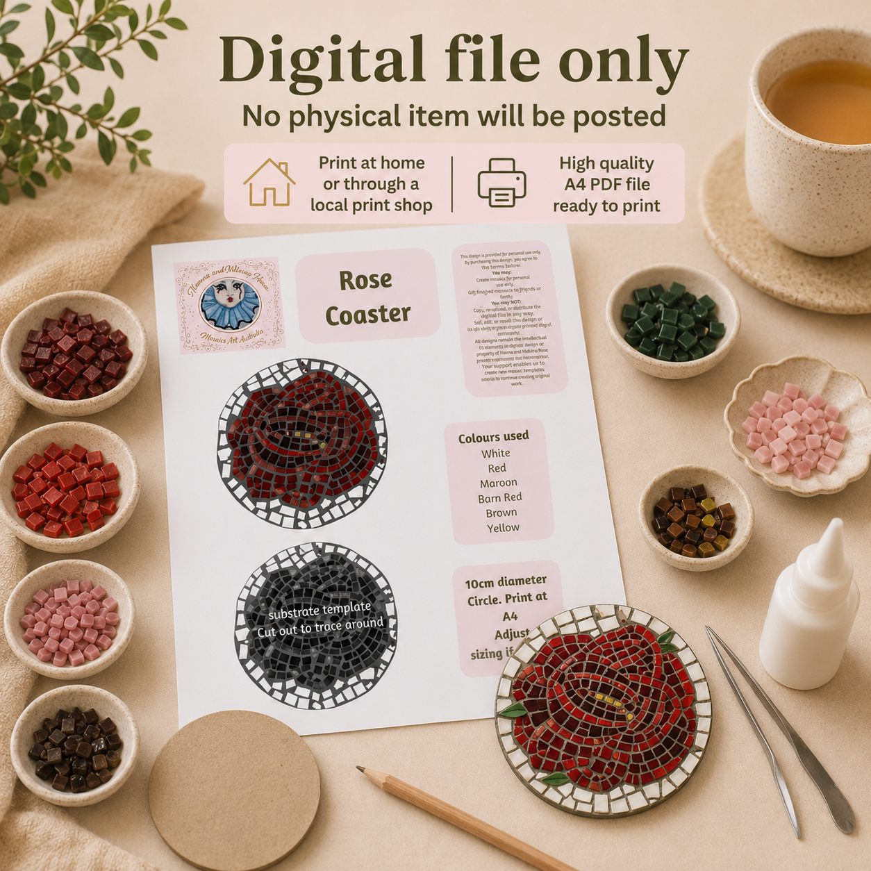 Rose Coasters Digital Download Design & Instructions Kit