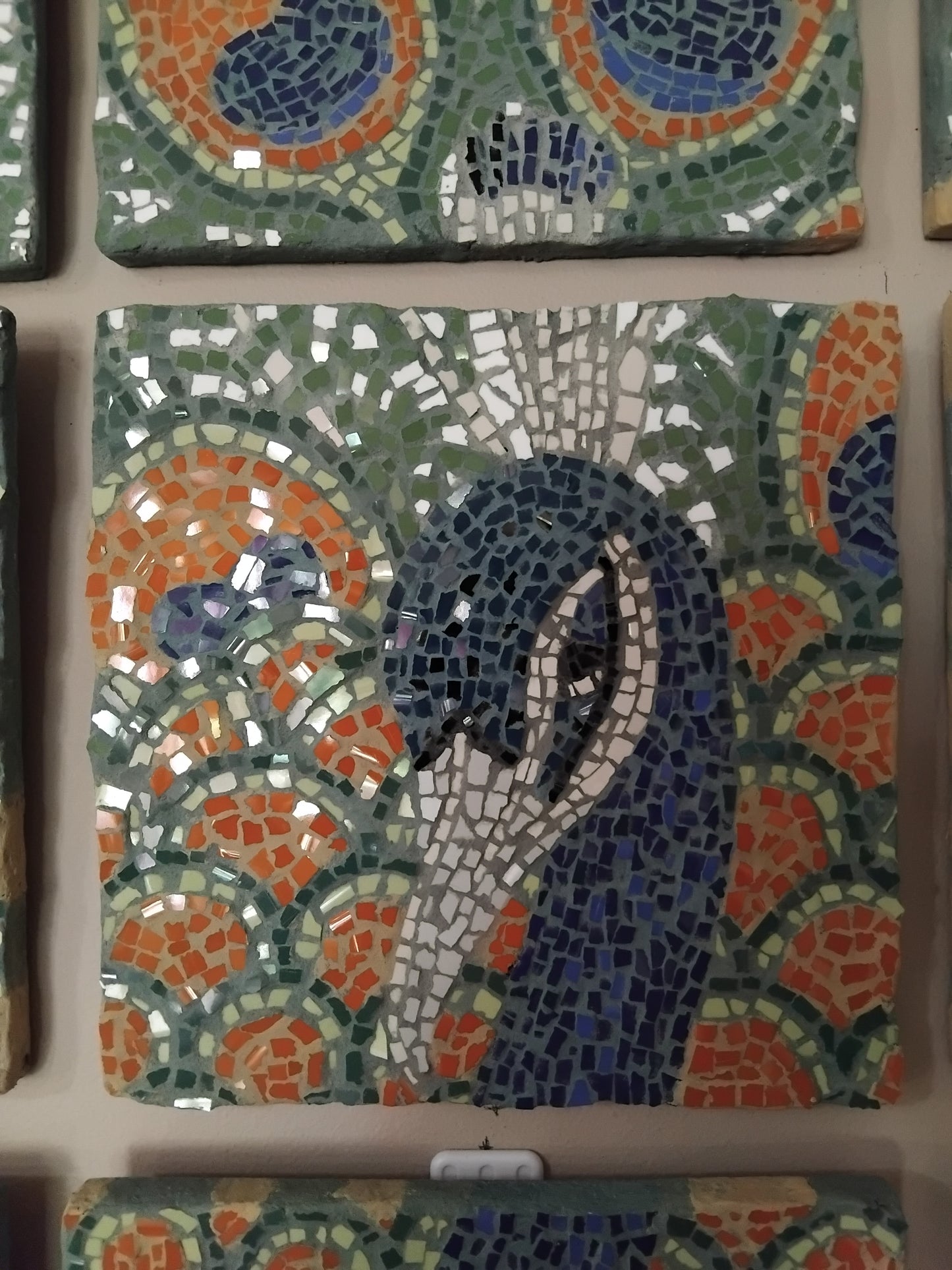 The Peacock’s Awakening, One-of-a-kind original mosaic fine art for sale