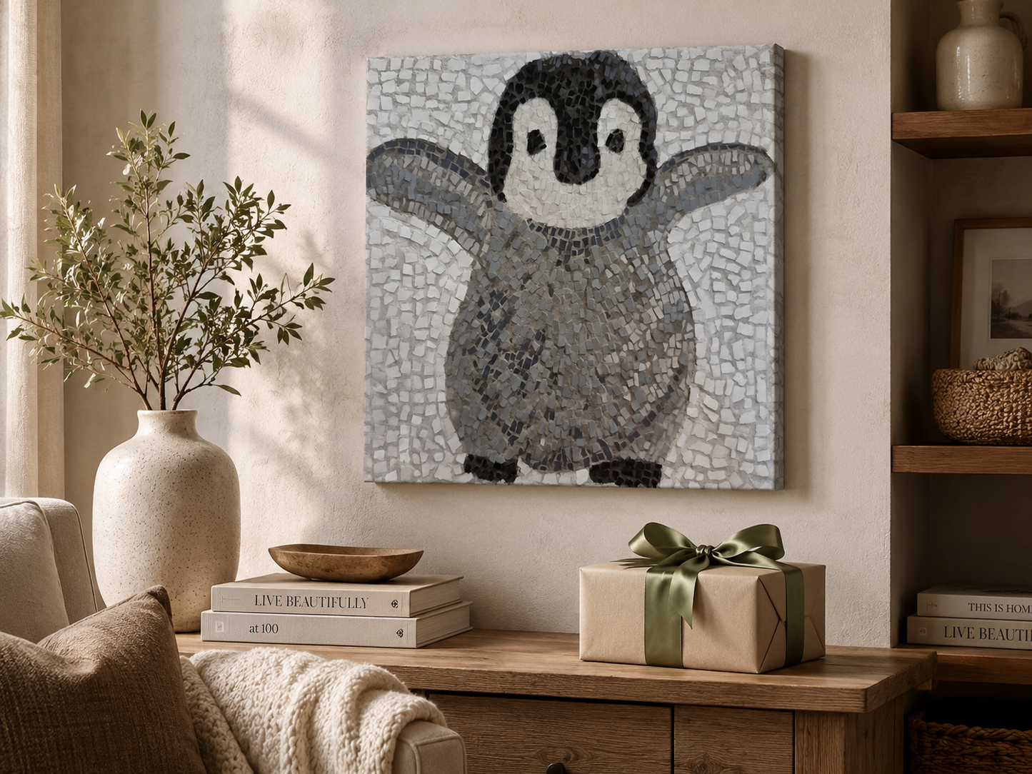 “I’m Coming Mummy” – Immersive Penguin Chick Canvas Print