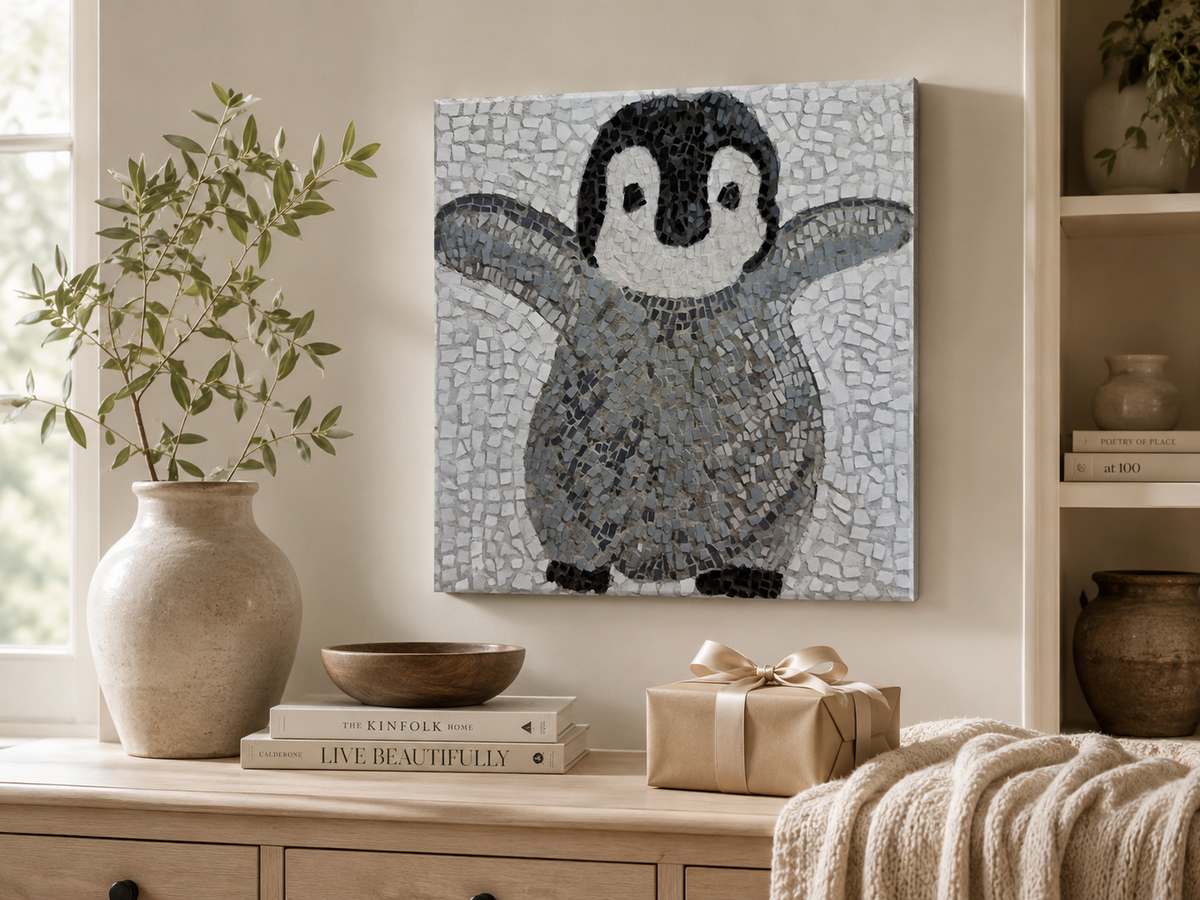 “I’m Coming Mummy” – Immersive Penguin Chick Canvas Print