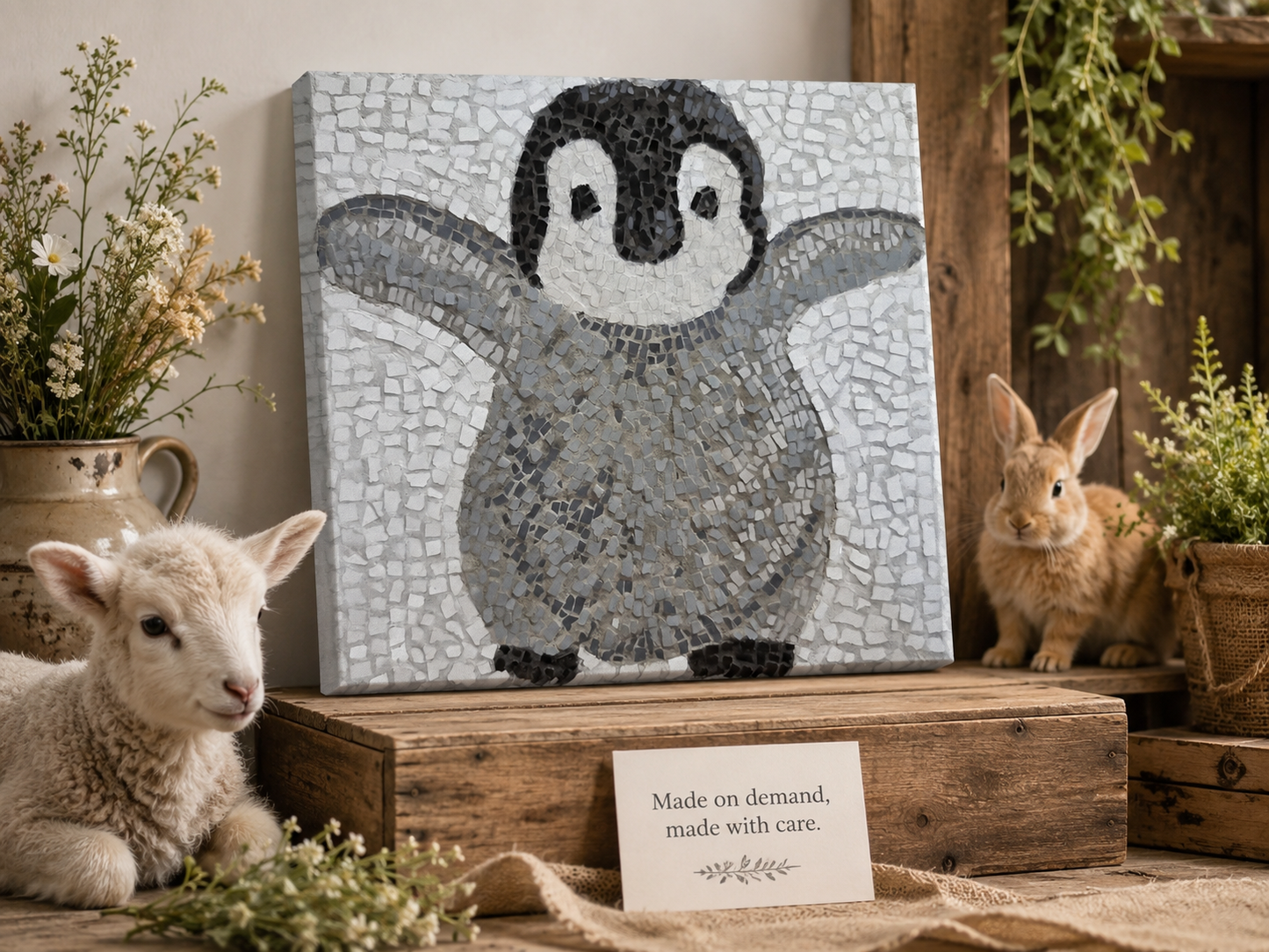 “I’m Coming Mummy” – Immersive Penguin Chick Canvas Print
