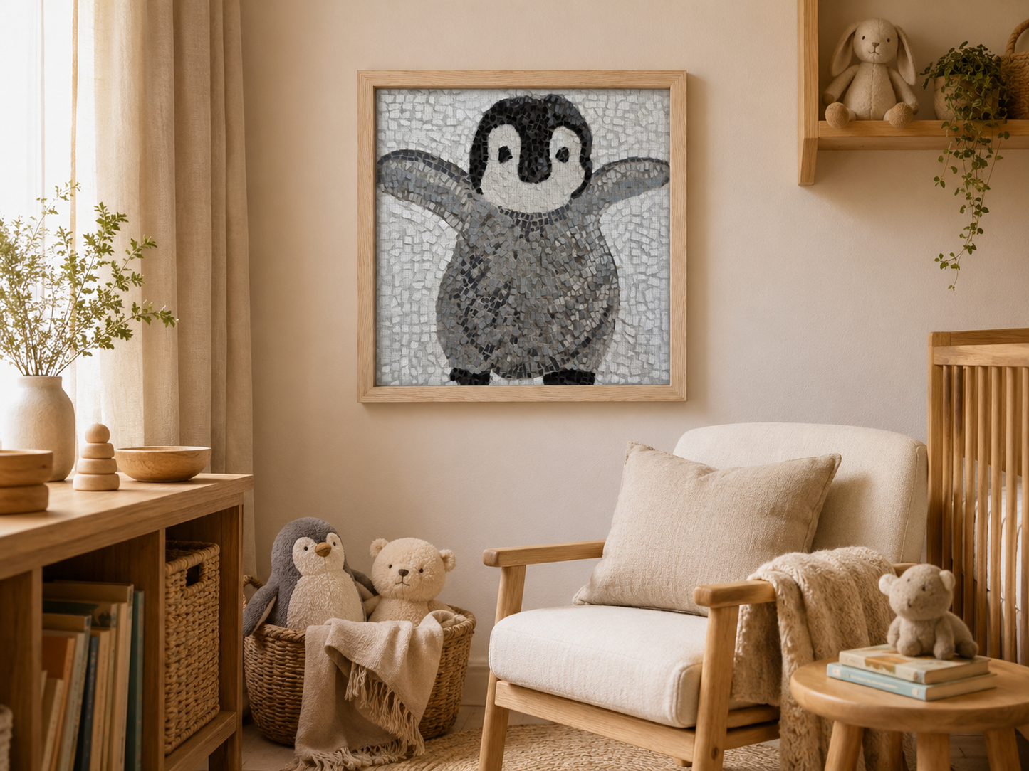 “I’m Coming Mummy” Framed Canvas Print | Baby Penguin Wall Art