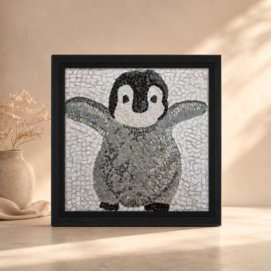 “I’m Coming Mummy” Framed Canvas Print | Baby Penguin Wall Art