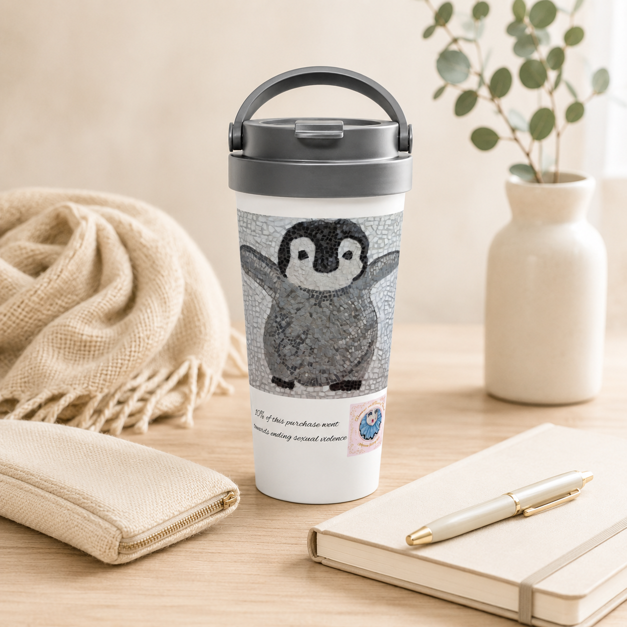 “I’m Coming, Mummy!” Baby Emperor Penguin Travel Mug – 15oz Stainless Steel