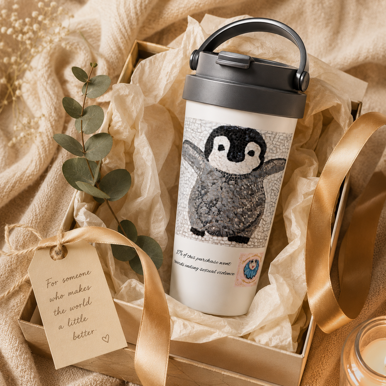 “I’m Coming, Mummy!” Baby Emperor Penguin Travel Mug – 15oz Stainless Steel