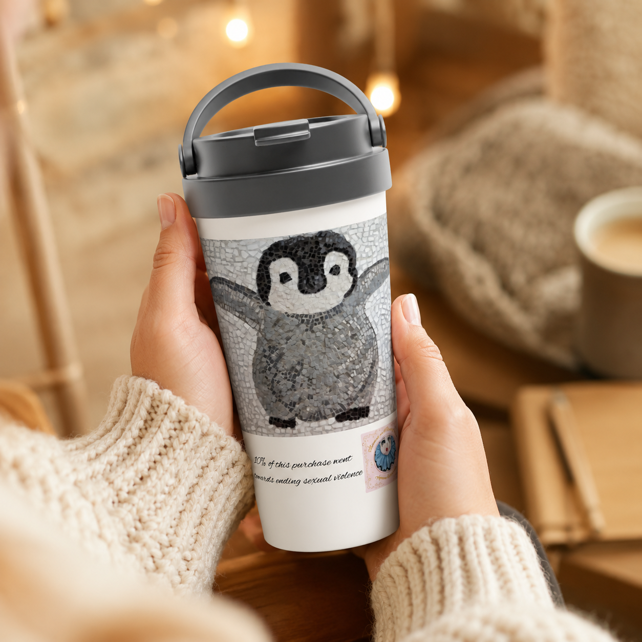“I’m Coming, Mummy!” Baby Emperor Penguin Travel Mug – 15oz Stainless Steel