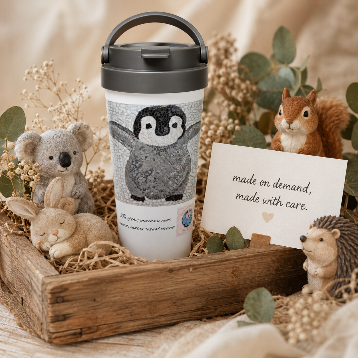 “I’m Coming, Mummy!” Baby Emperor Penguin Travel Mug – 15oz Stainless Steel