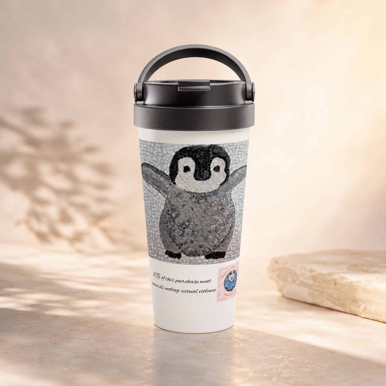 “I’m Coming, Mummy!” Baby Emperor Penguin Travel Mug – 15oz Stainless Steel