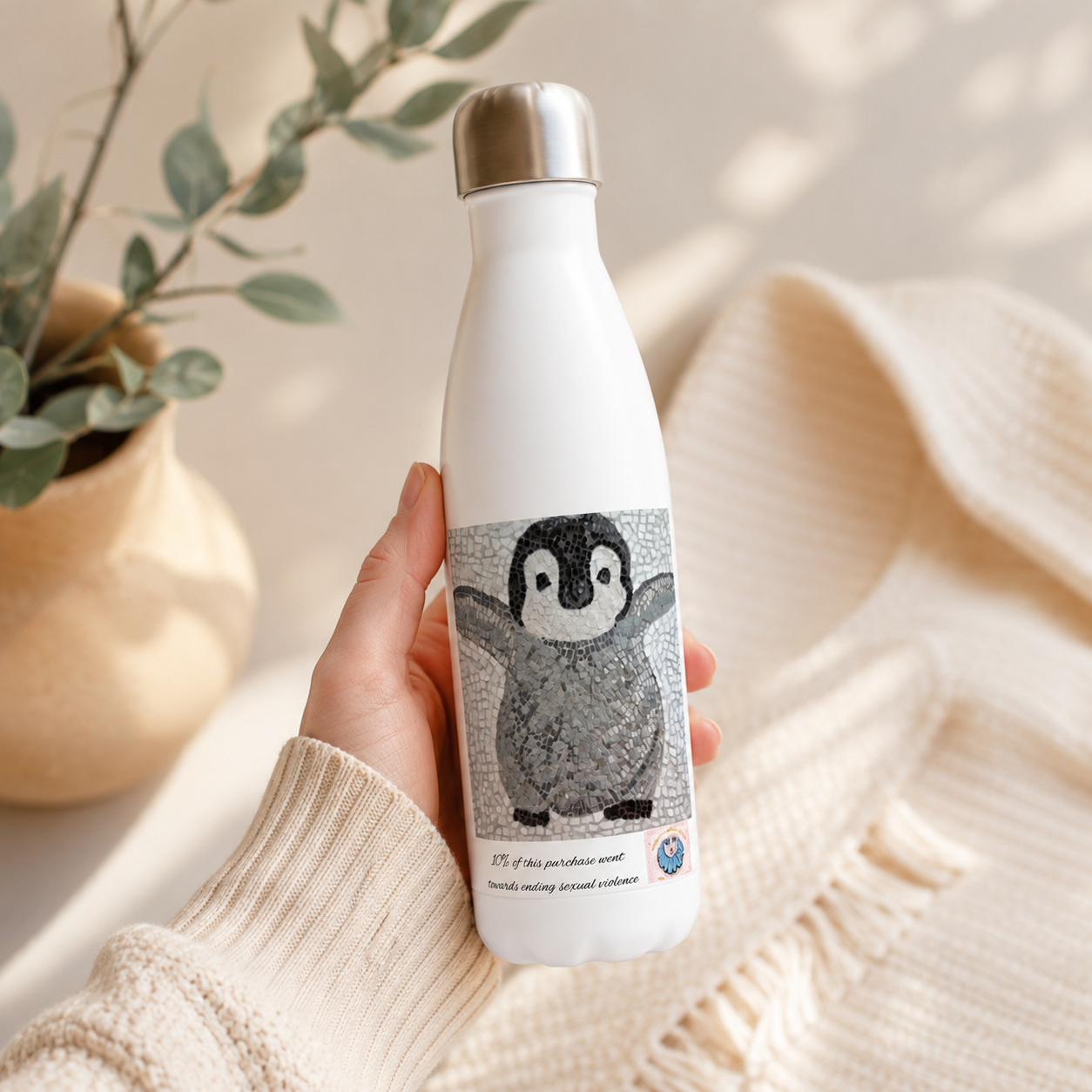 “I’m Coming Mummy!” Stainless Steel Water Bottle – 17oz Baby Penguin Bottle