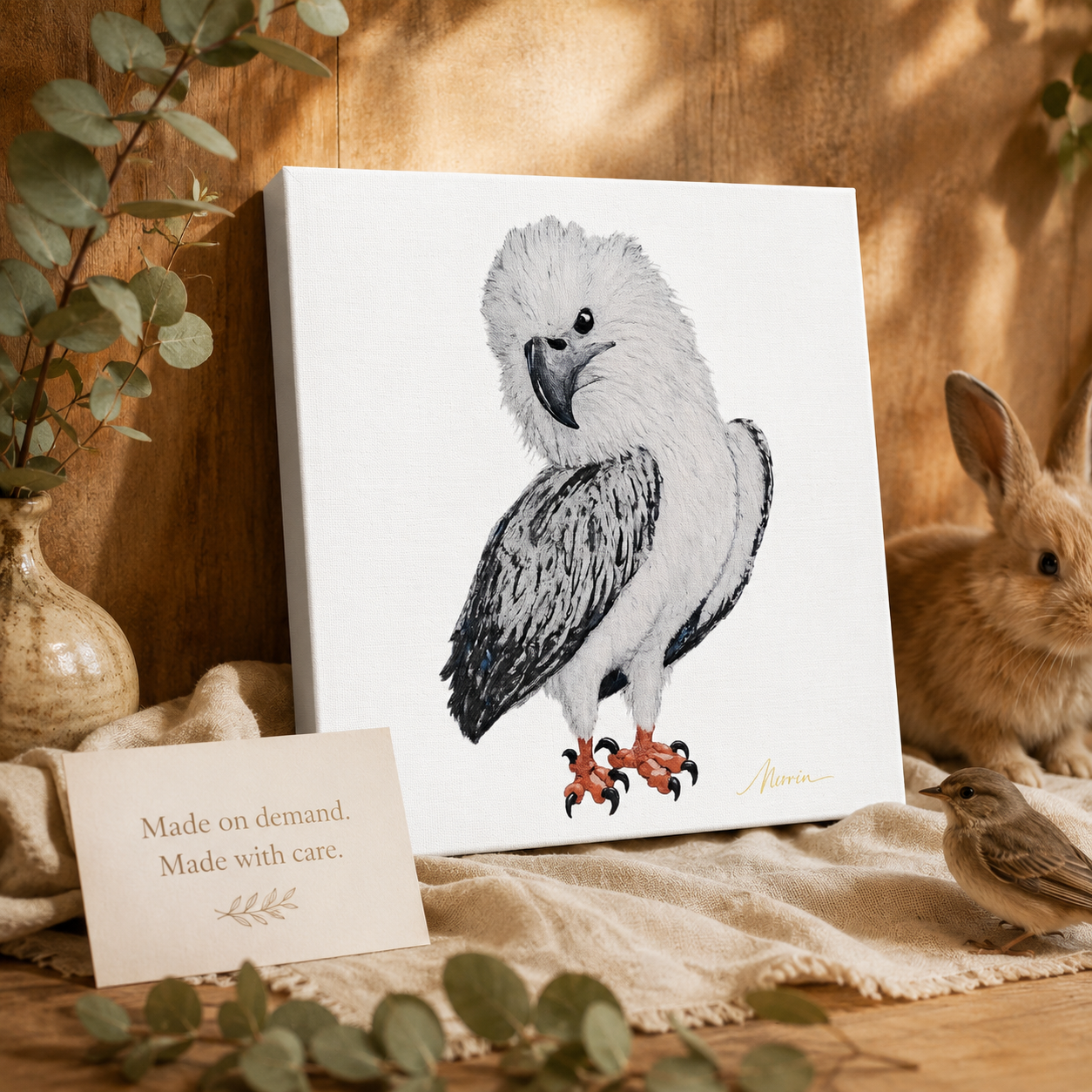 Canvas Print Wall Art |"Just a Lil Nibble" White-bellied Sea Eagle Artwork