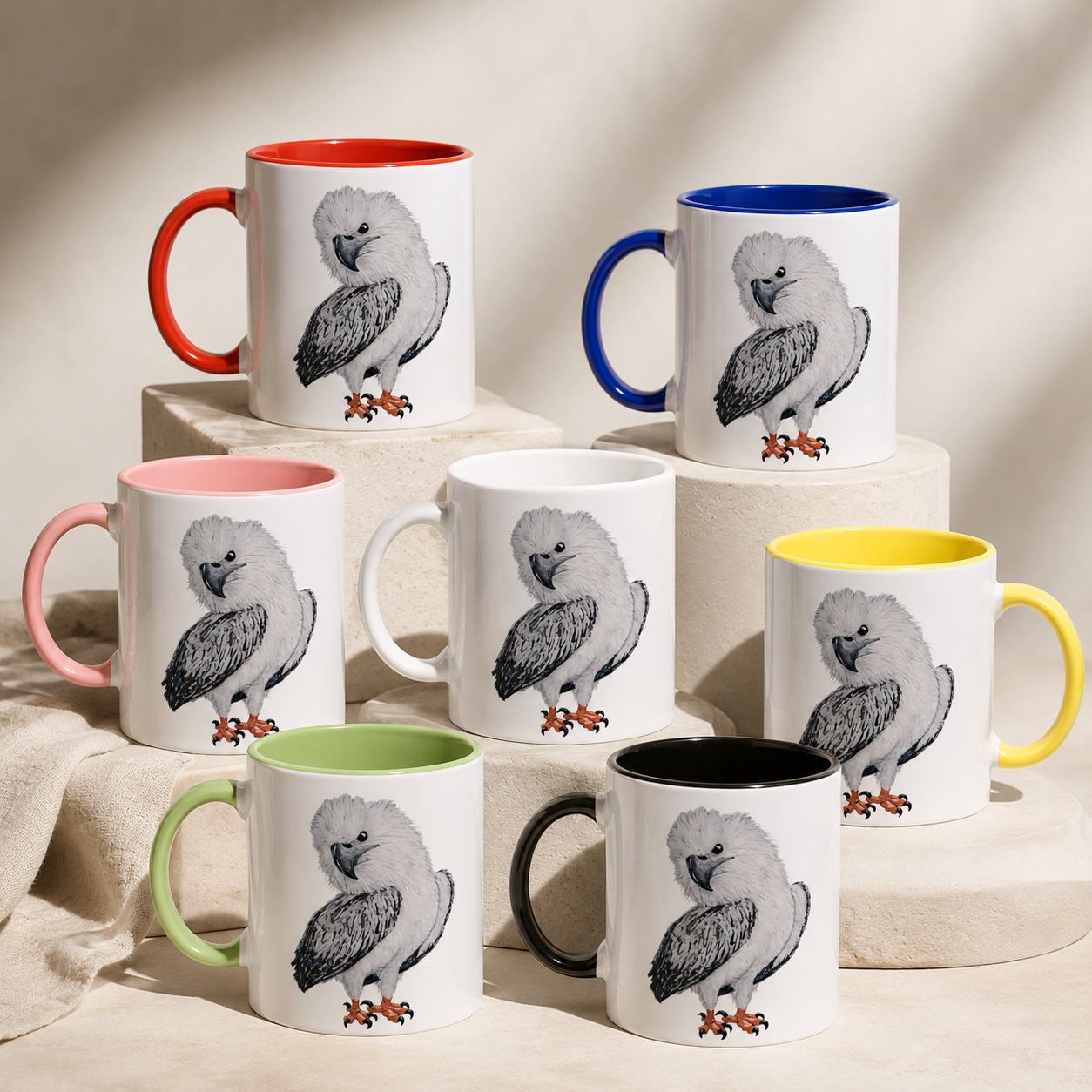 White 11oz Ceramic Mug with Color Inside | "Just a Lil Nibble" White-bellied Sea Eagle Artwork