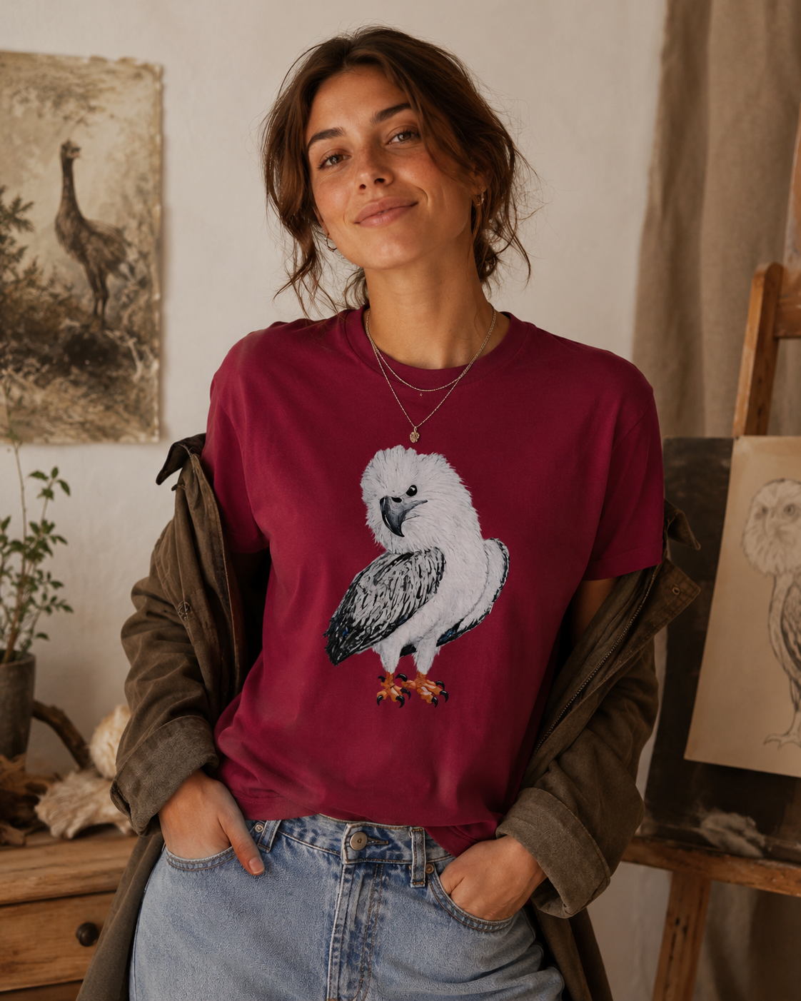 Ultra Cotton Unisex Crewneck T-shirt | Clothing | "Just a Lil Nibble" White-bellied Sea Eagle Artwork