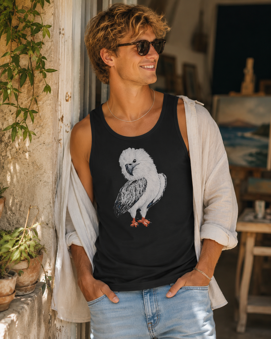 Premium Unisex Tank Top | Clothing | "Just a Lil Nibble" White-bellied Sea Eagle
