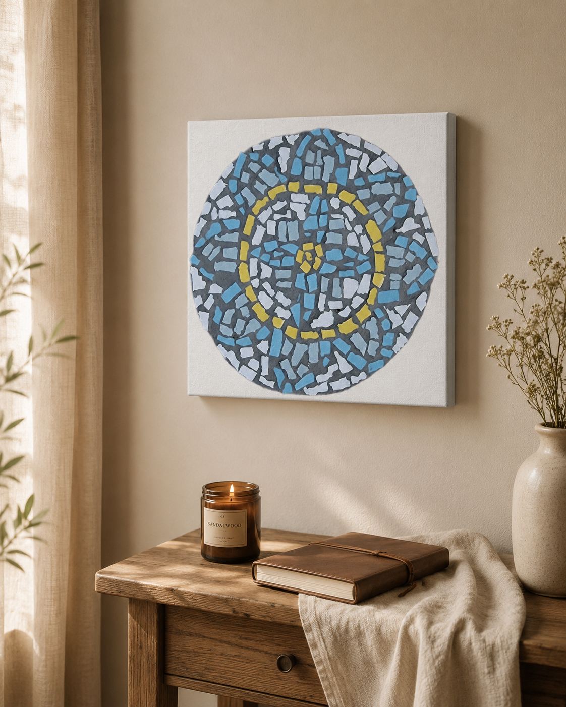 🌿 Mandala Coaster Canvas Print | Meaningful Mosaic-Inspired Wall Art
