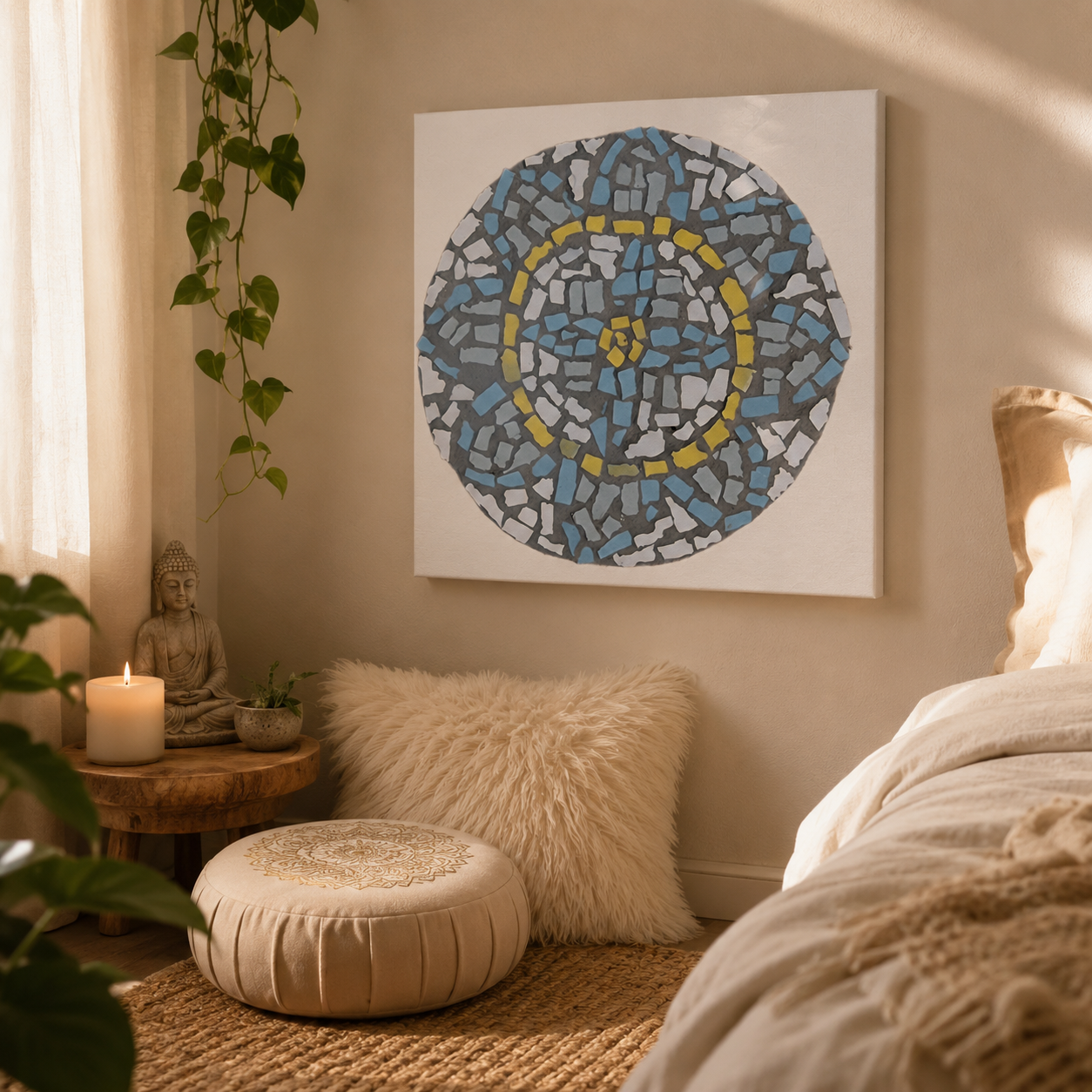 🌿 Mandala Coaster Canvas Print | Meaningful Mosaic-Inspired Wall Art