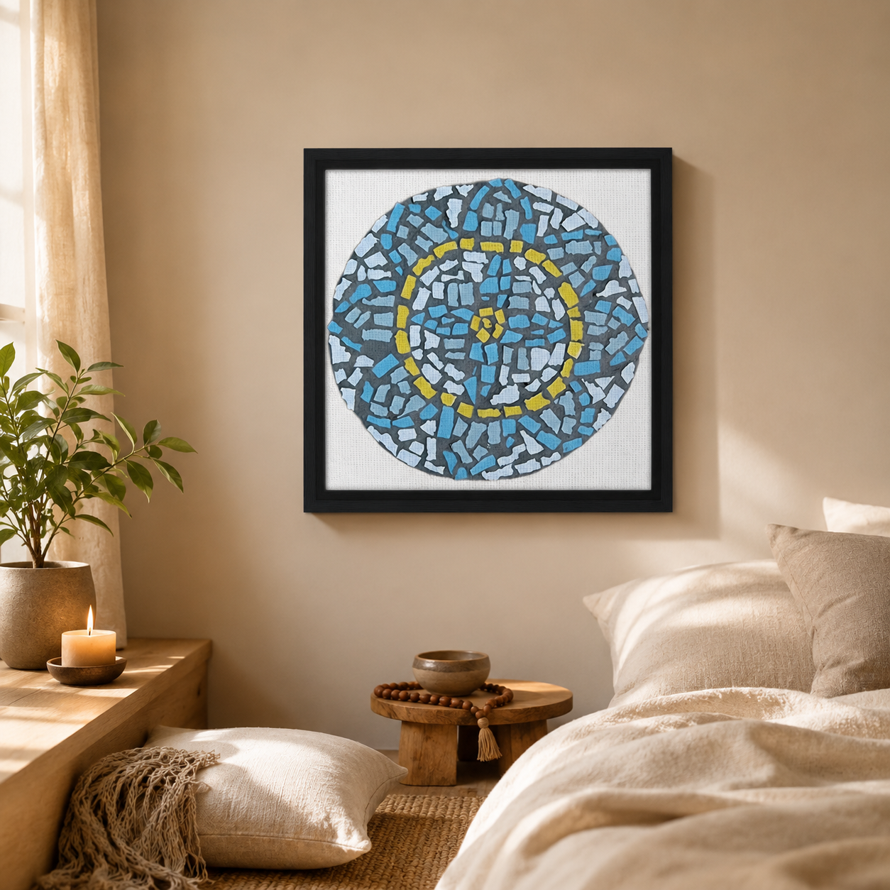 Mandala Coaster Framed Canvas Print | Mosaic-Inspired Mandala Wall Art