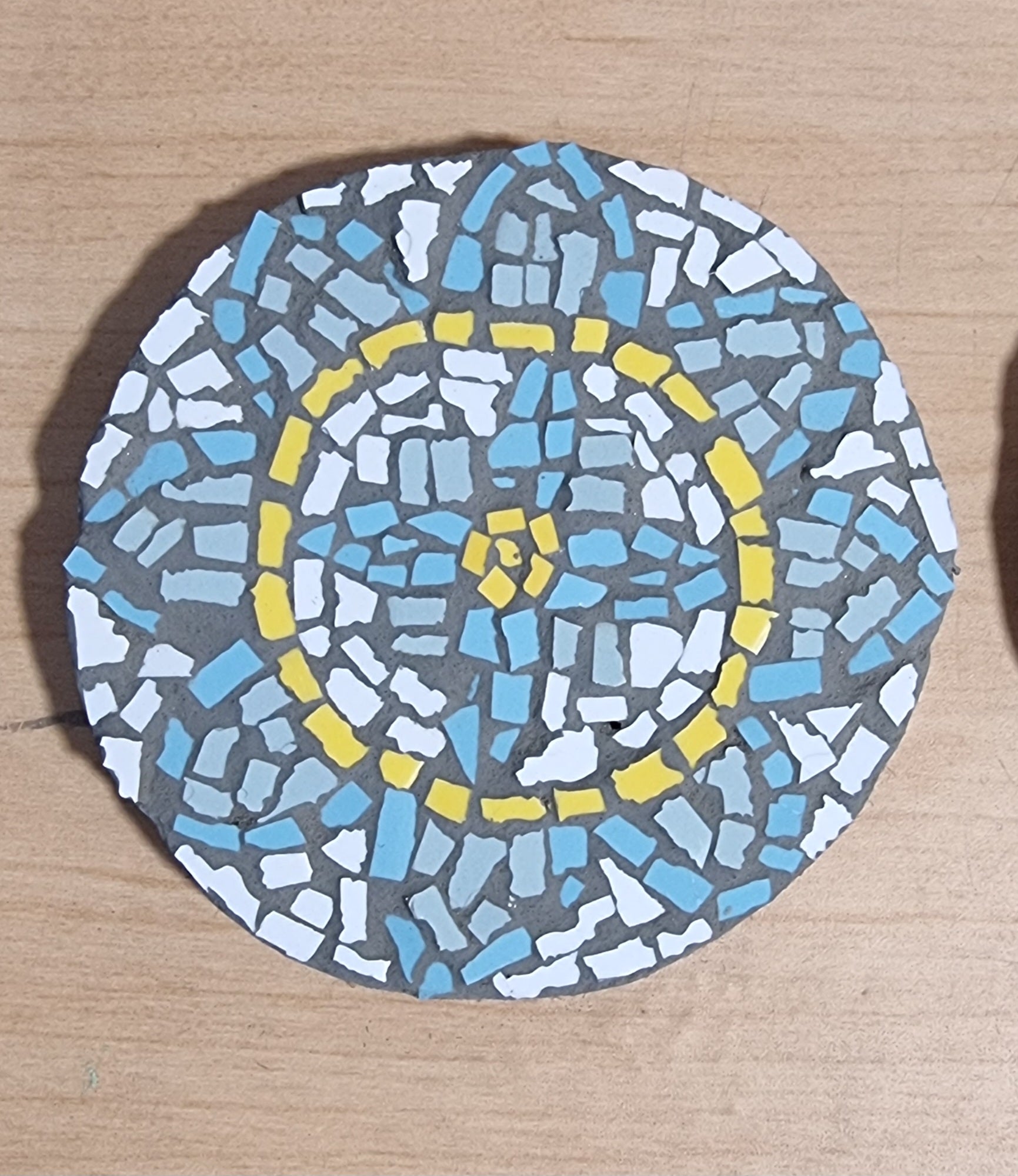 Blue white and yellow mandala Coaster for sale