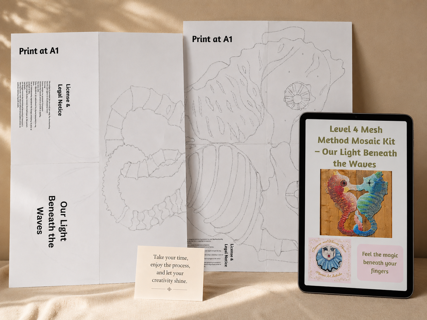 Our Light Beneath the Waves Seahorse Hanging Mosaic Maker’s Studio DIY Kits | x2 A1 | 🛠 Level 4