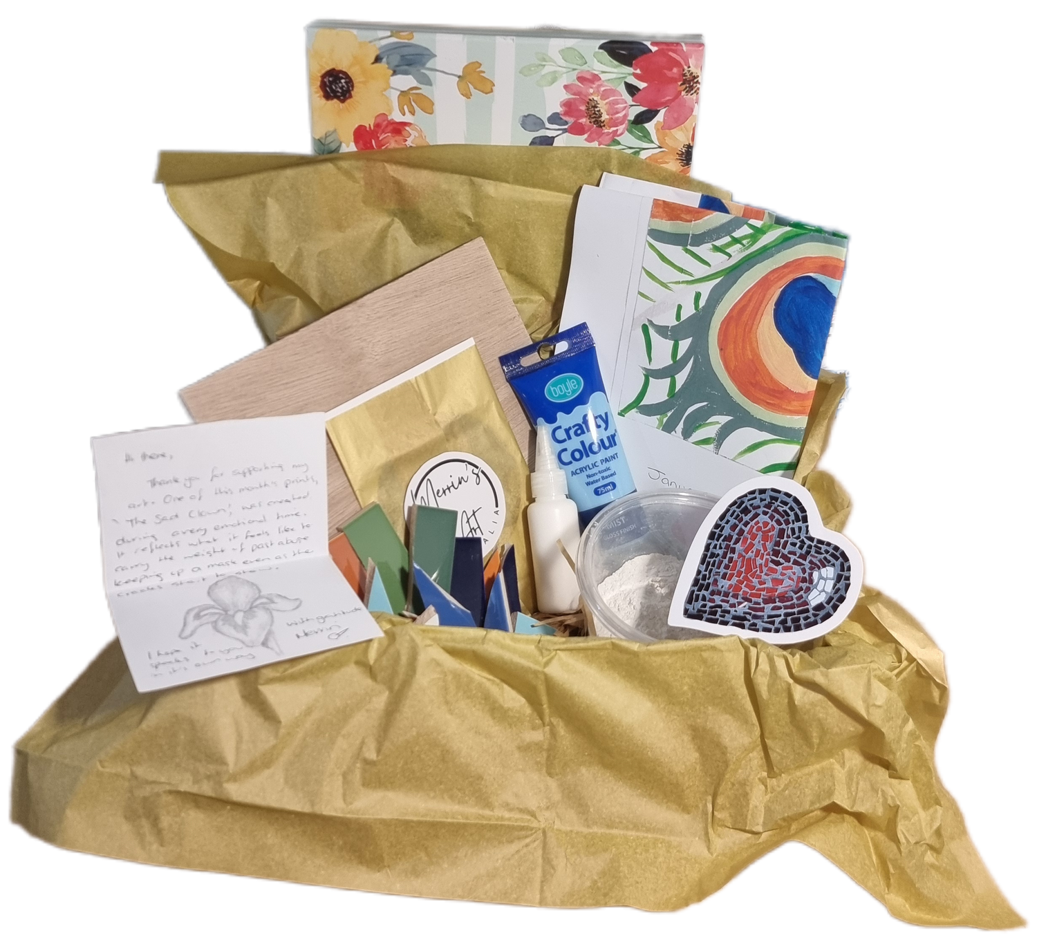 Peacock modular mosaic diy art kit displayed in box
