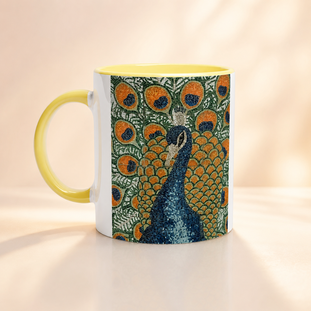 Peacock’s Awakening Ceramic Mug | Colourful 11oz Mug with Meaning