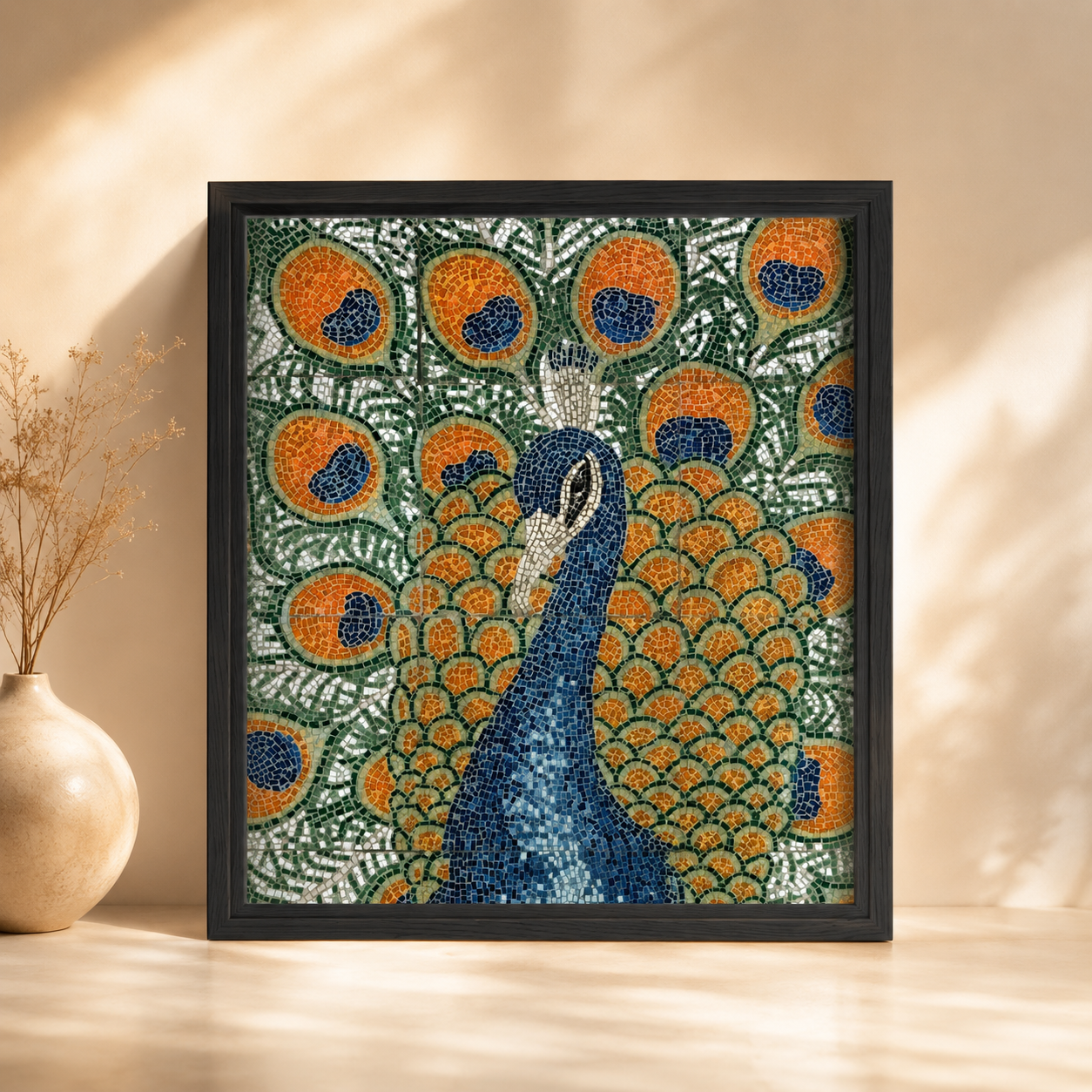 Peacock’s Awakening Framed Canvas Print | Neurodivergent Wall Art