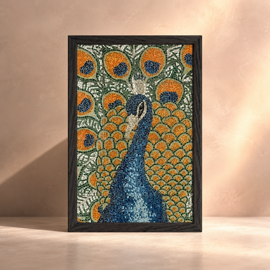 Peacock’s Awakening Premium Wooden Framed Poster