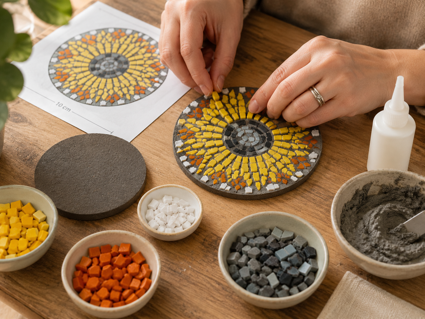 Sunflower Coaster Mosaic Kits for Families & Friends | Create Together DIY Experience