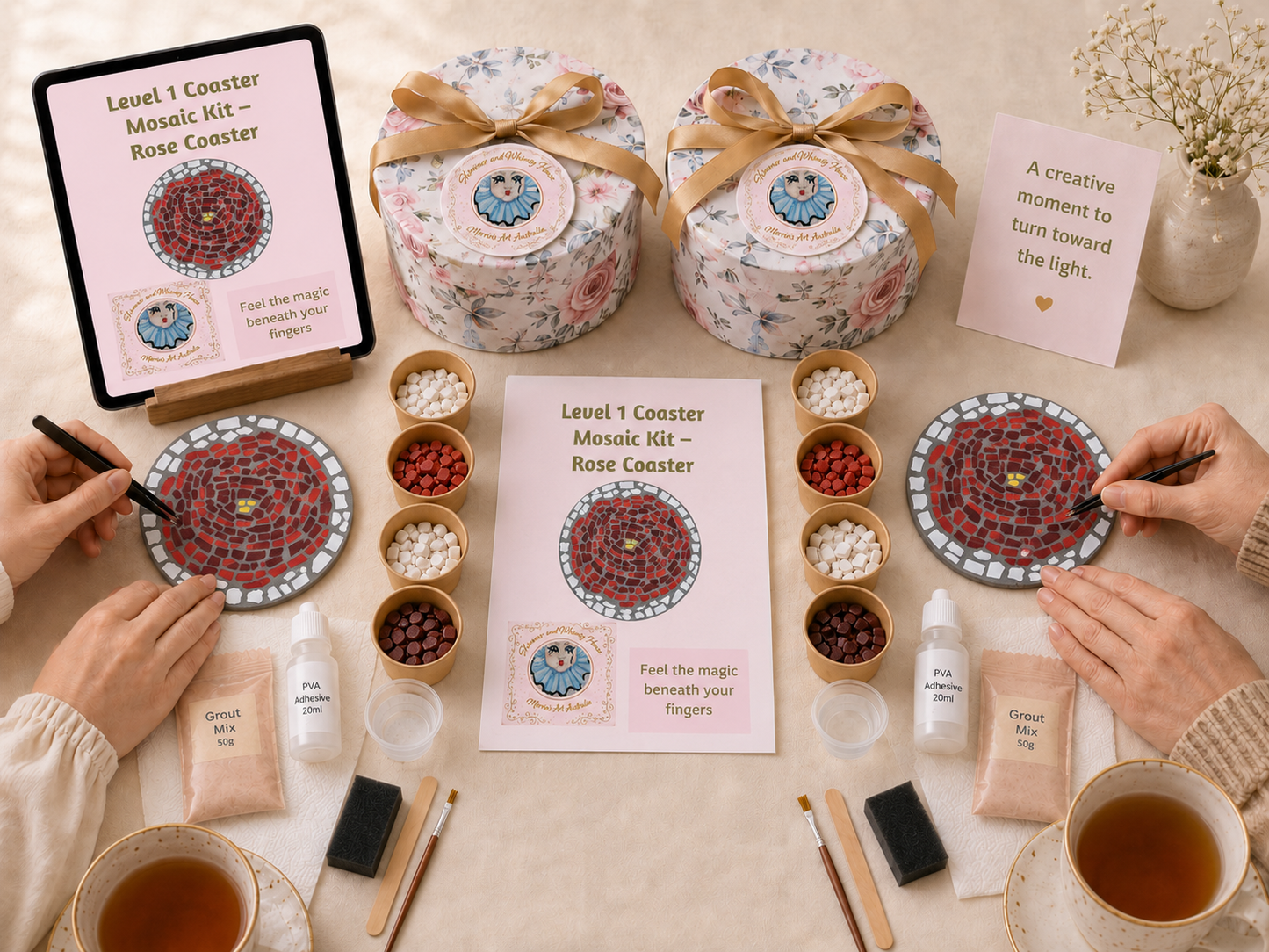 Rose Coaster Mosaic Kits for Families & Friends | Create Together DIY Experience