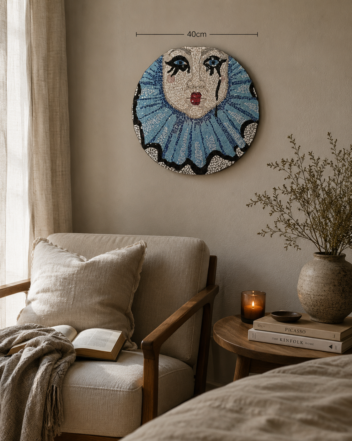Sad Clown Original Mosaic Artwork | Handmade Australian Art About Healing & Resilience