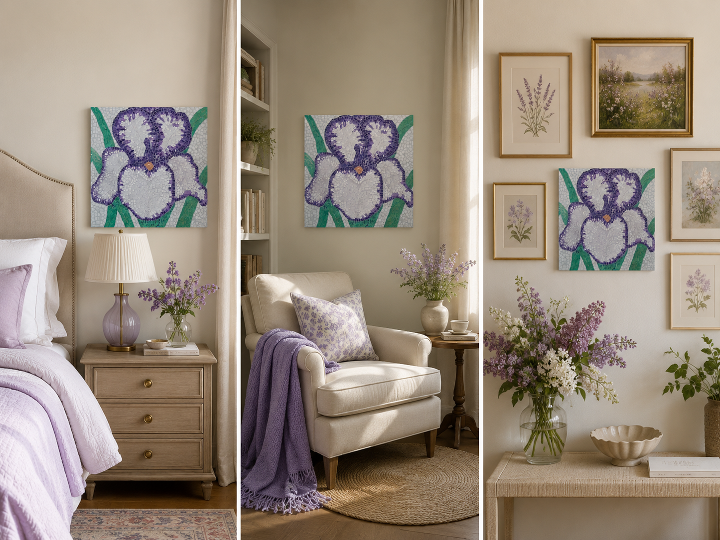 Violetta Mosaic Fine Art Poster | Iris Flower Wall Art