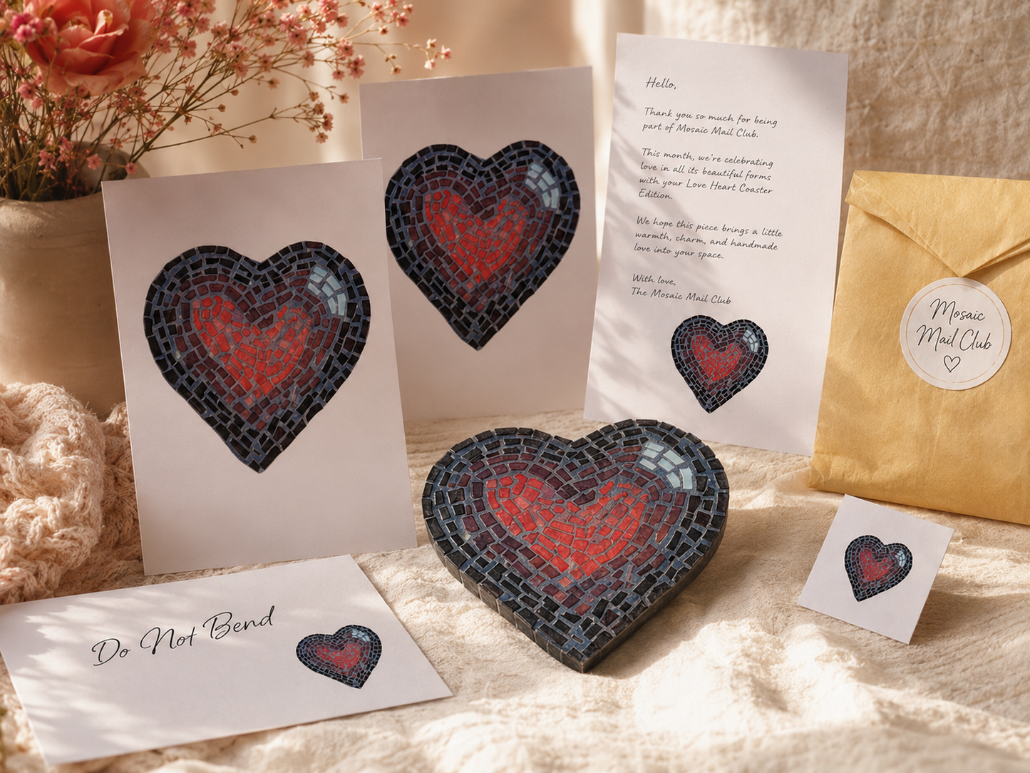 Past Mosaic Mail Club | April 2026 | Love Heart Coaster Mosaic