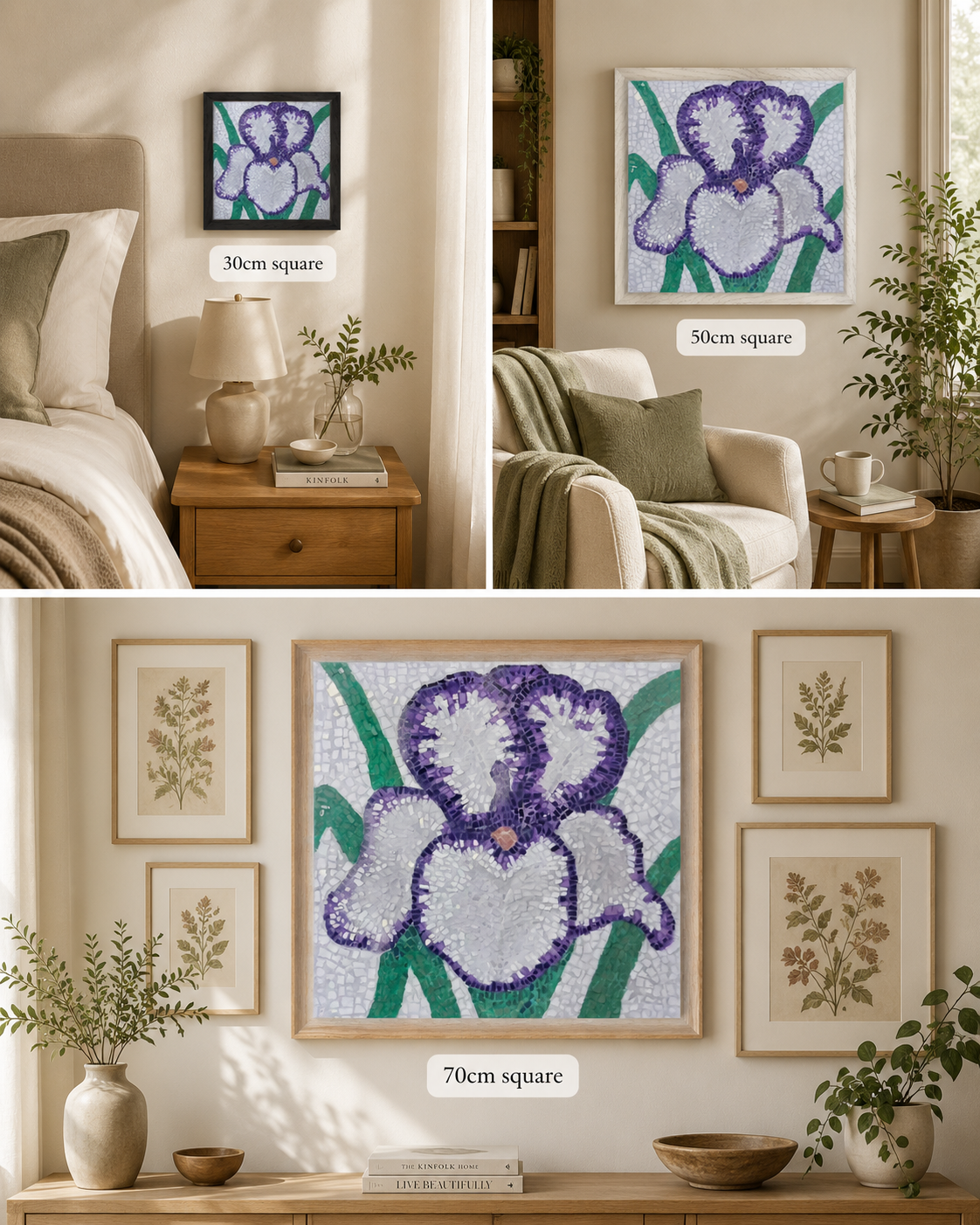 Violetta Iris Framed Fine Art Print | Floral Mosaic Wall Art