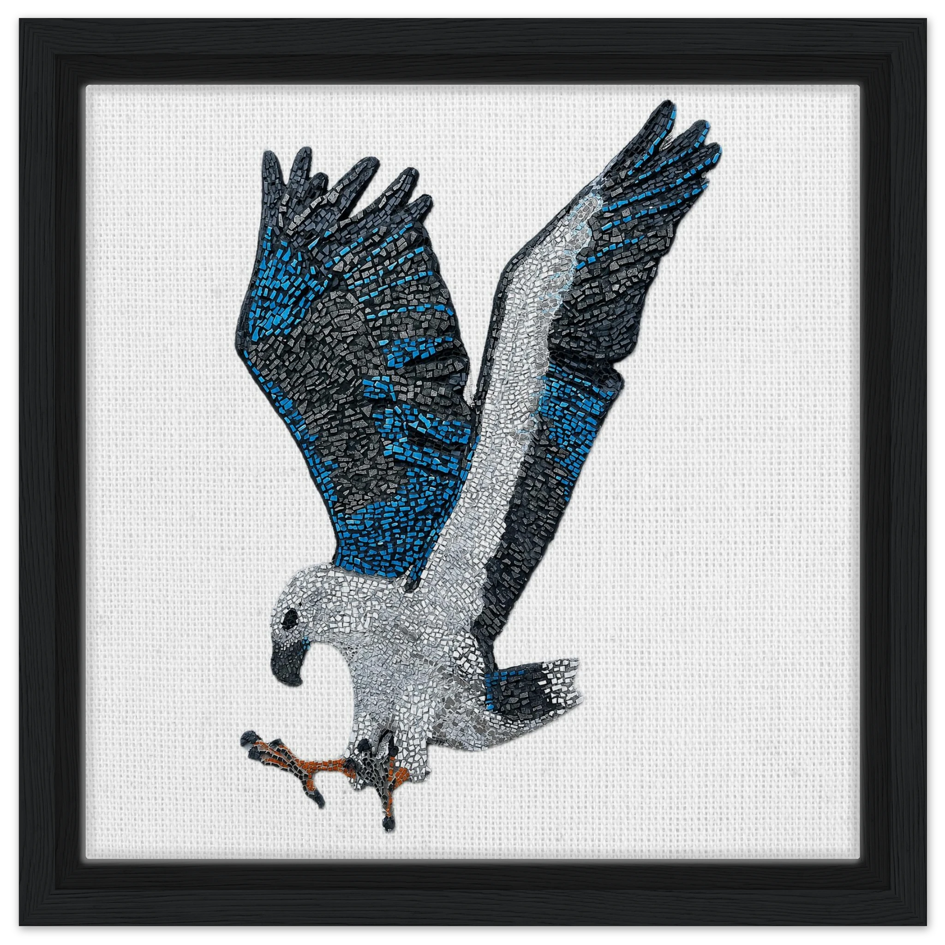 willow the white-bellied sea eagle mosaic printed on black framed canvas