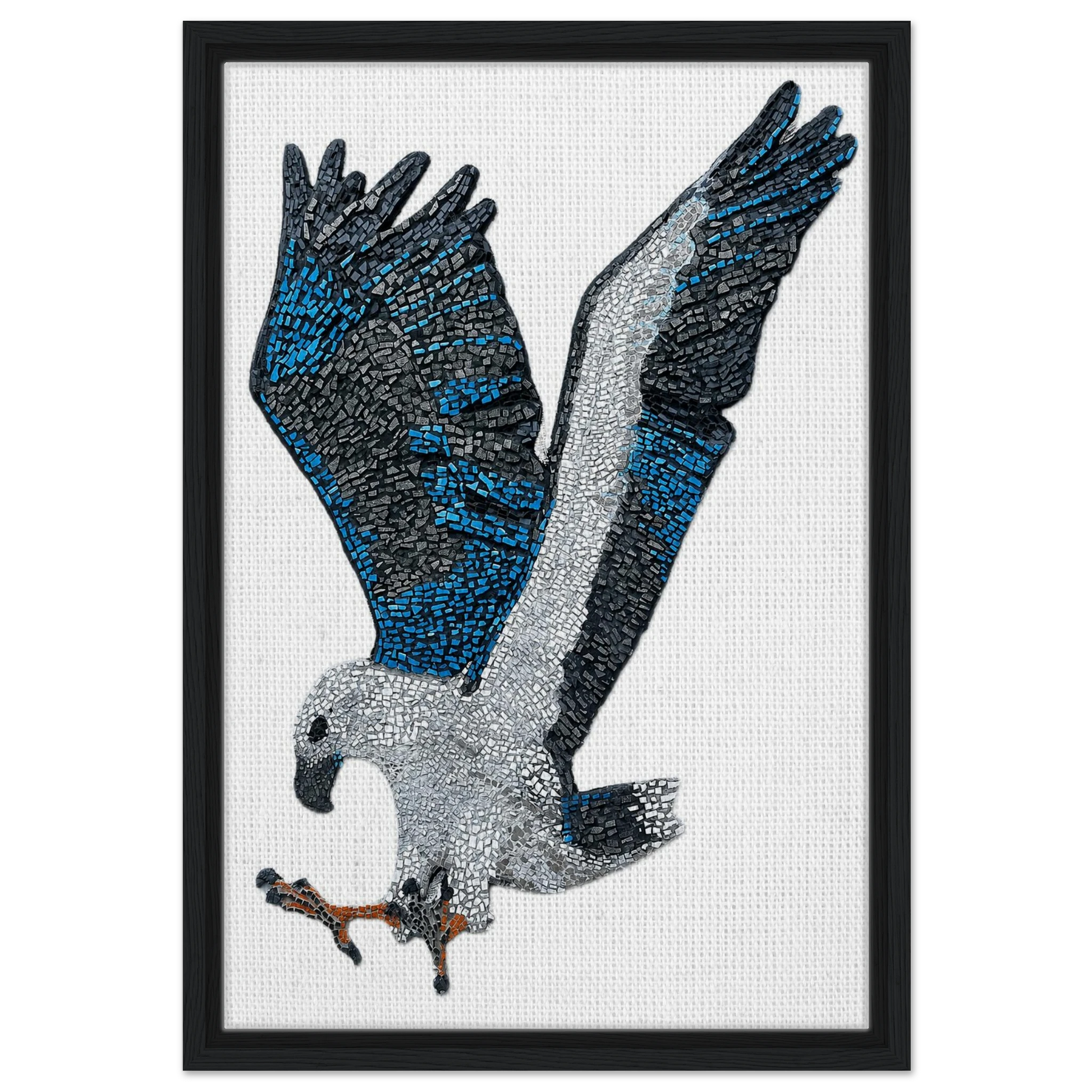 willow the white-bellied sea eagle mosaic printed on black framed canvas
