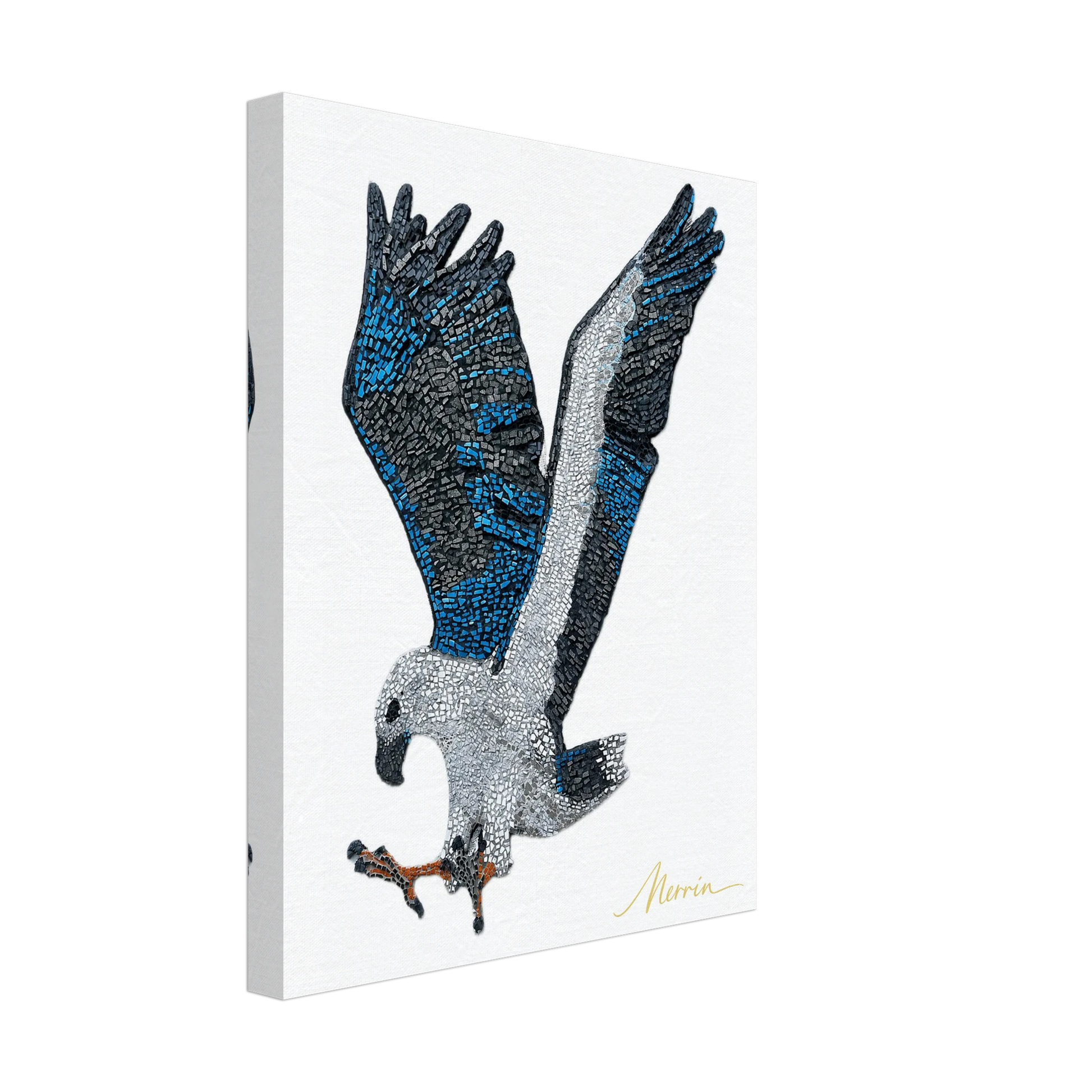 Willow the white-bellied sea eagle mosaic printed on canvas 