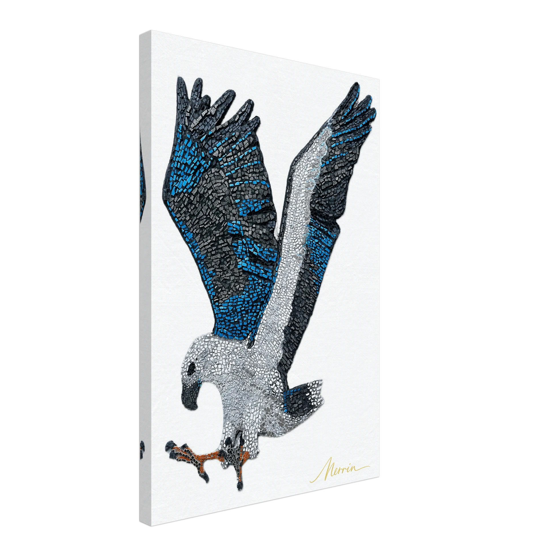 Willow the white-bellied sea eagle mosaic printed on canvas 