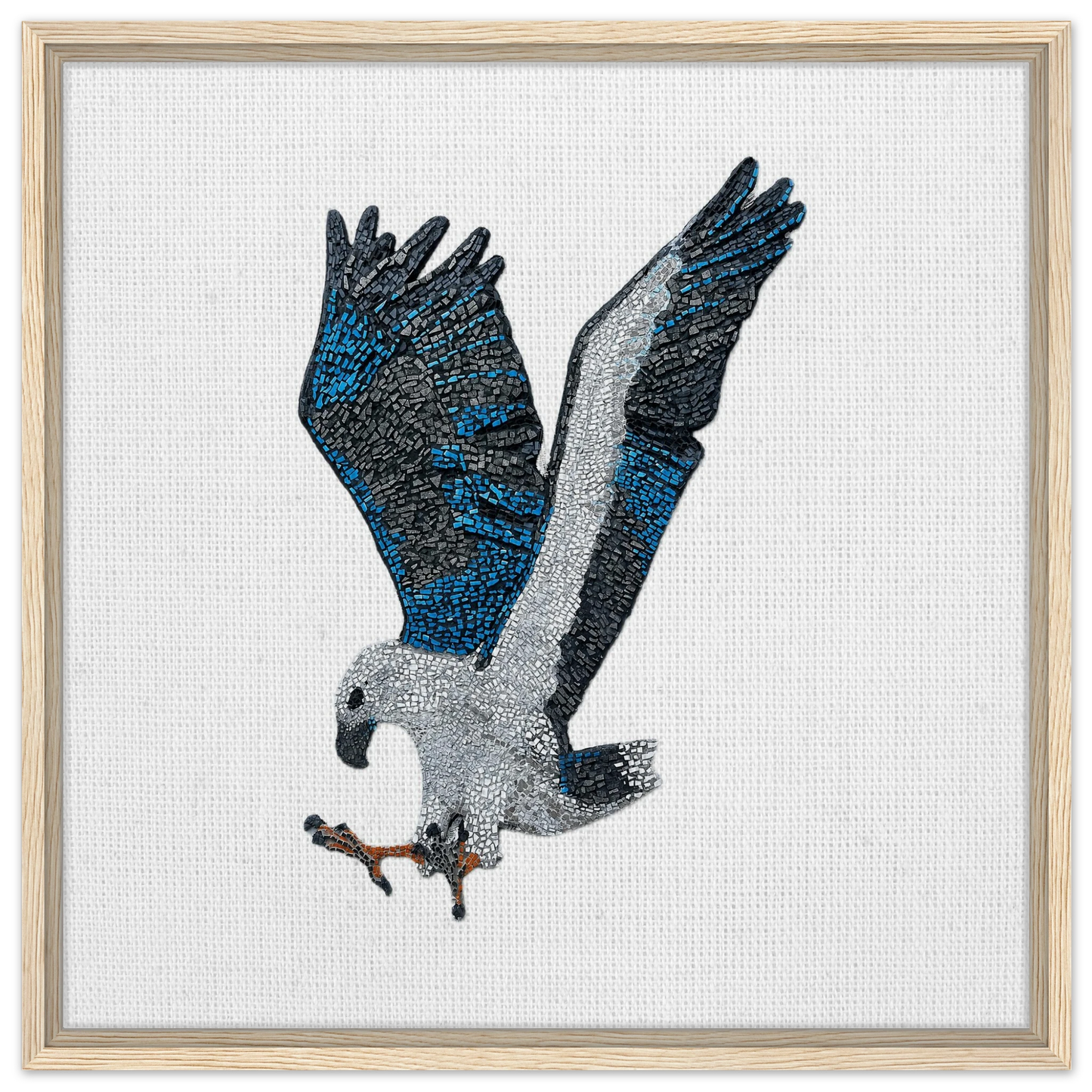willow the white-bellied sea eagle mosaic printed on cream wood framed canvas