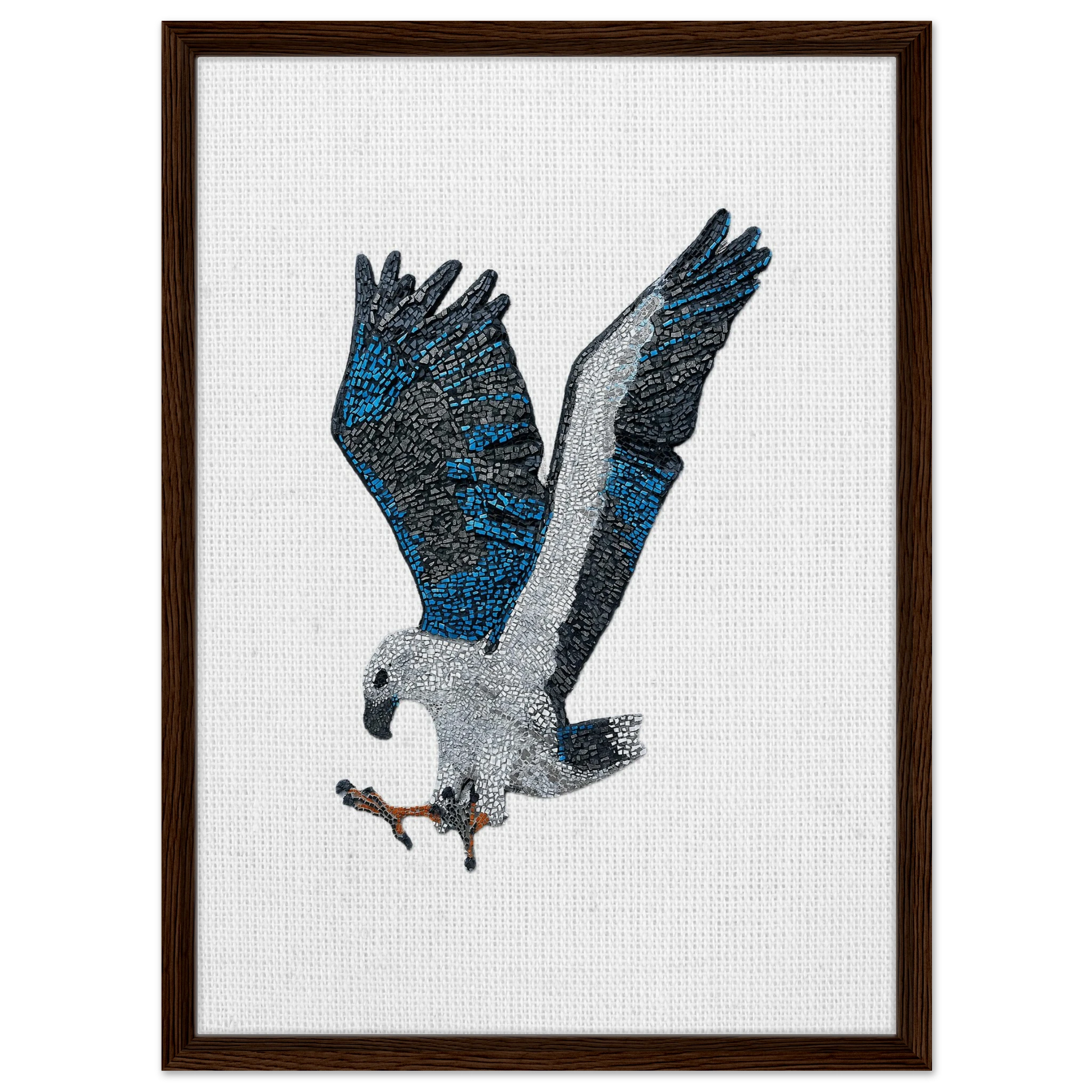 willow the white-bellied sea eagle mosaic printed on dark wood framed canvas 