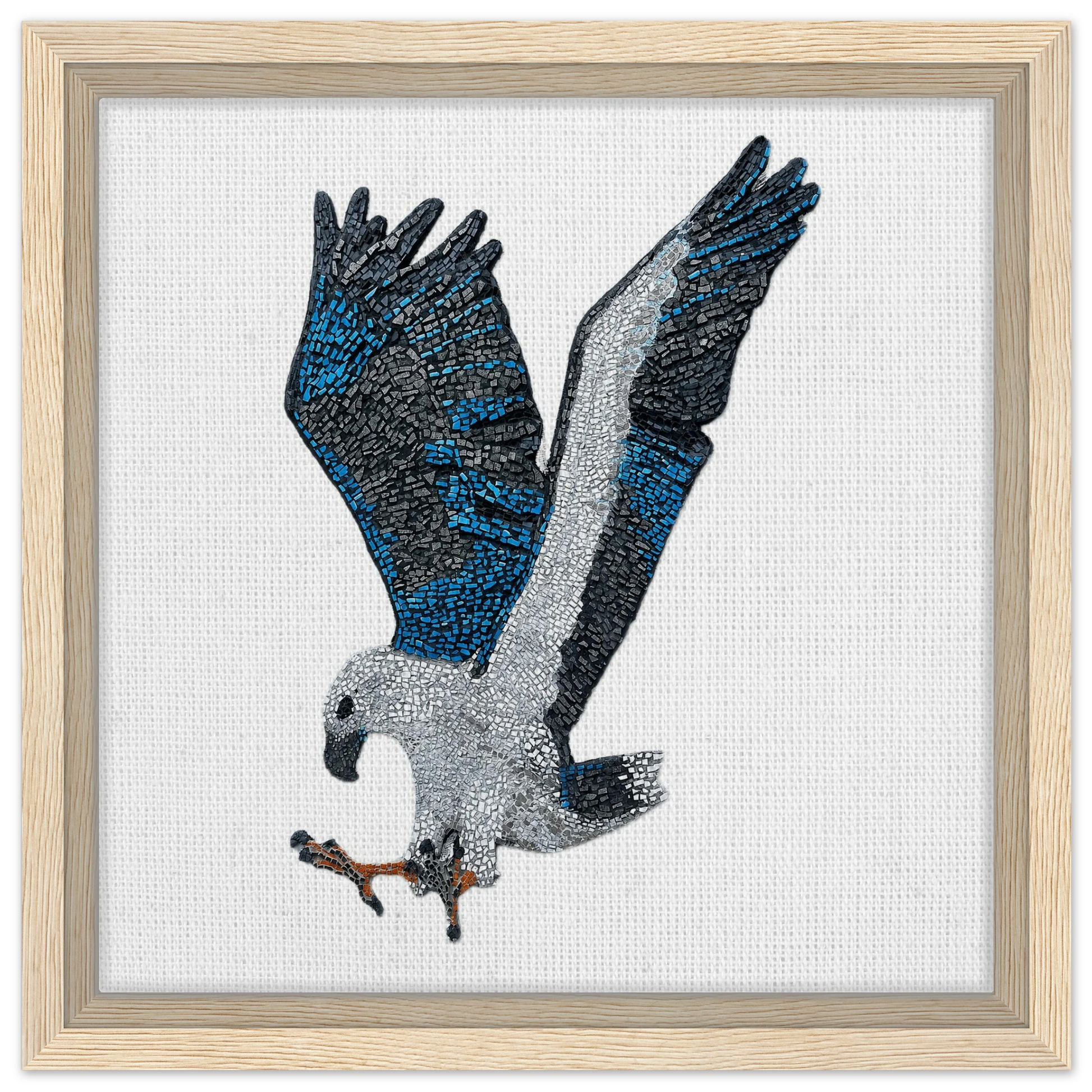 willow white-bellied sea eagle mosaic printed on a cream wooden framed canvas 