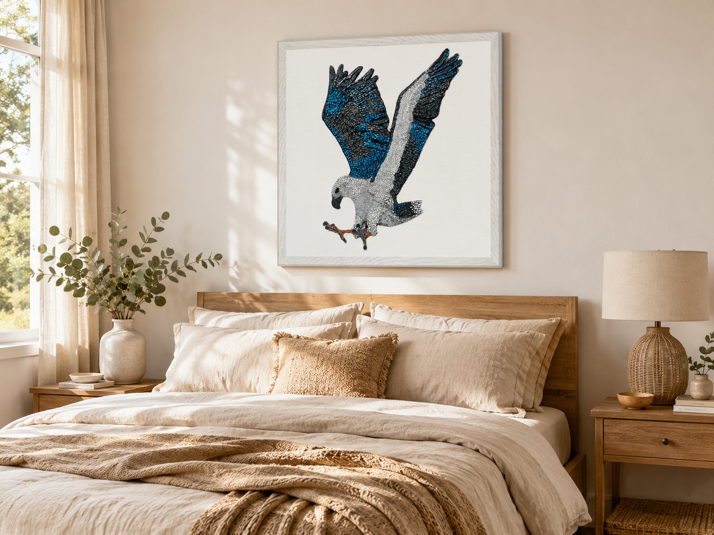 Premium Wooden Framed Poster With Museum-Quality Matte Paper | "Willow" the White-bellied Sea Eagle Mosaic