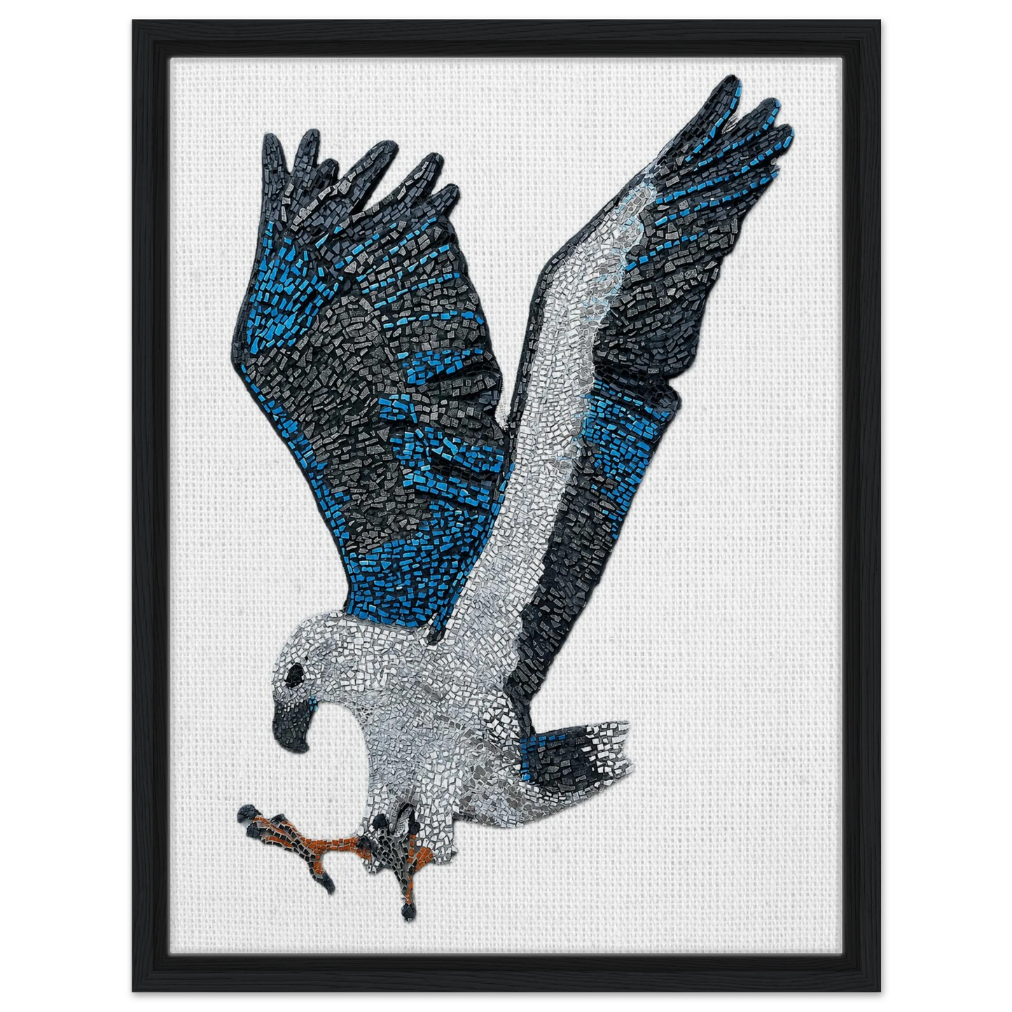willow the white-bellied sea eagle mosaic printed on black framed canvas